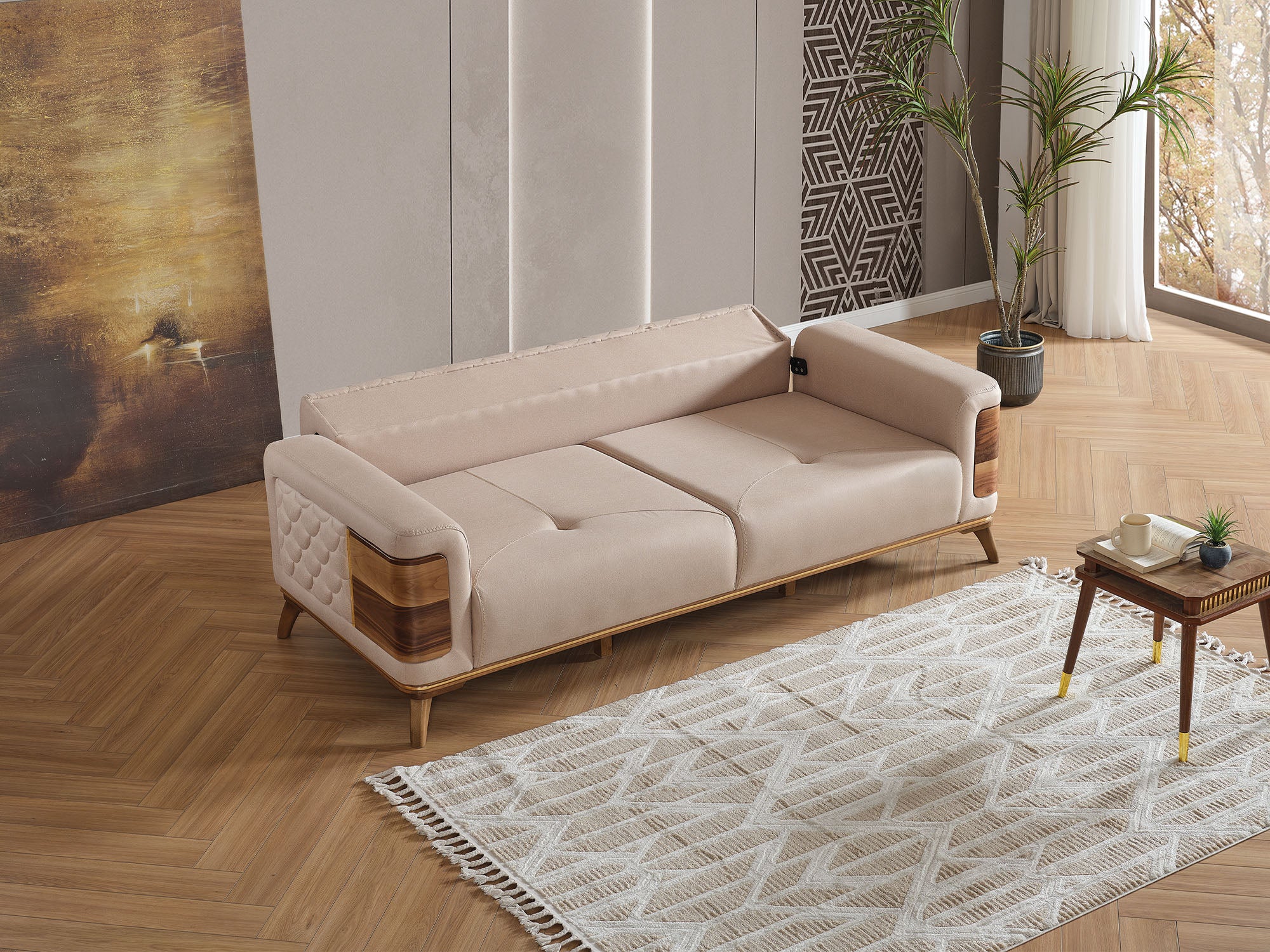 Ruby Convertible Sofa Beige