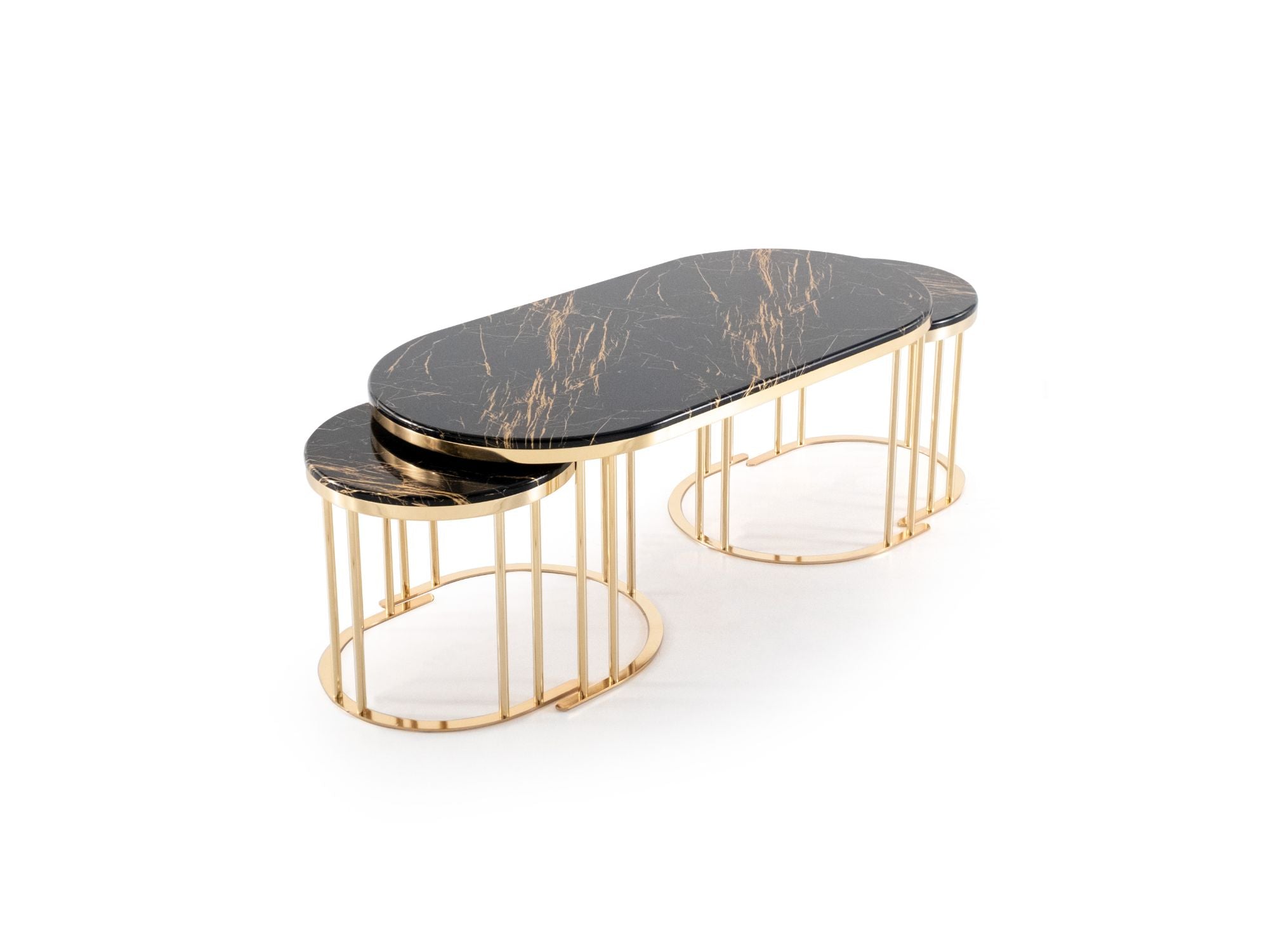 2 In 1 Coffee Table Gold Legs - Black Top