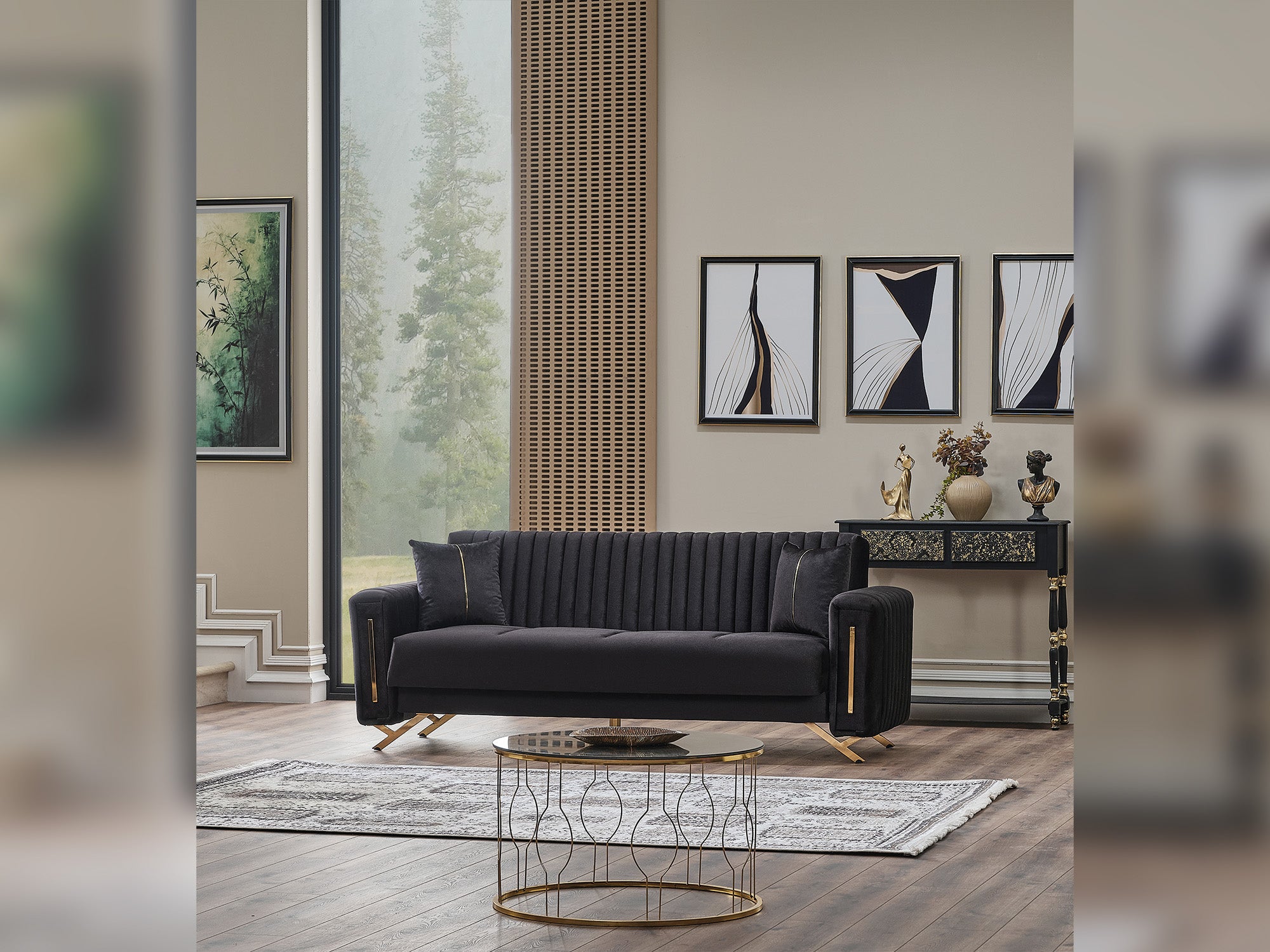Senfoni Convertible Sofa Black