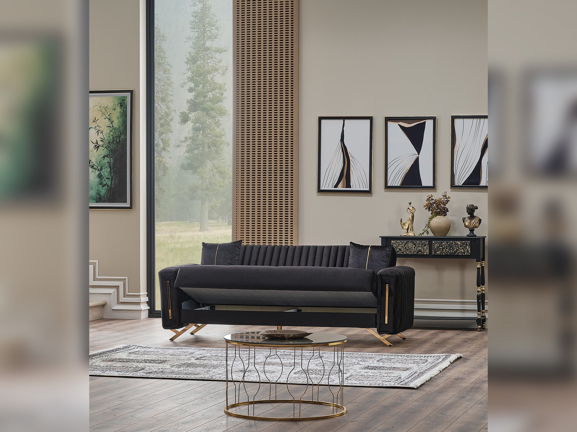 Senfoni Convertible Sofa Black
