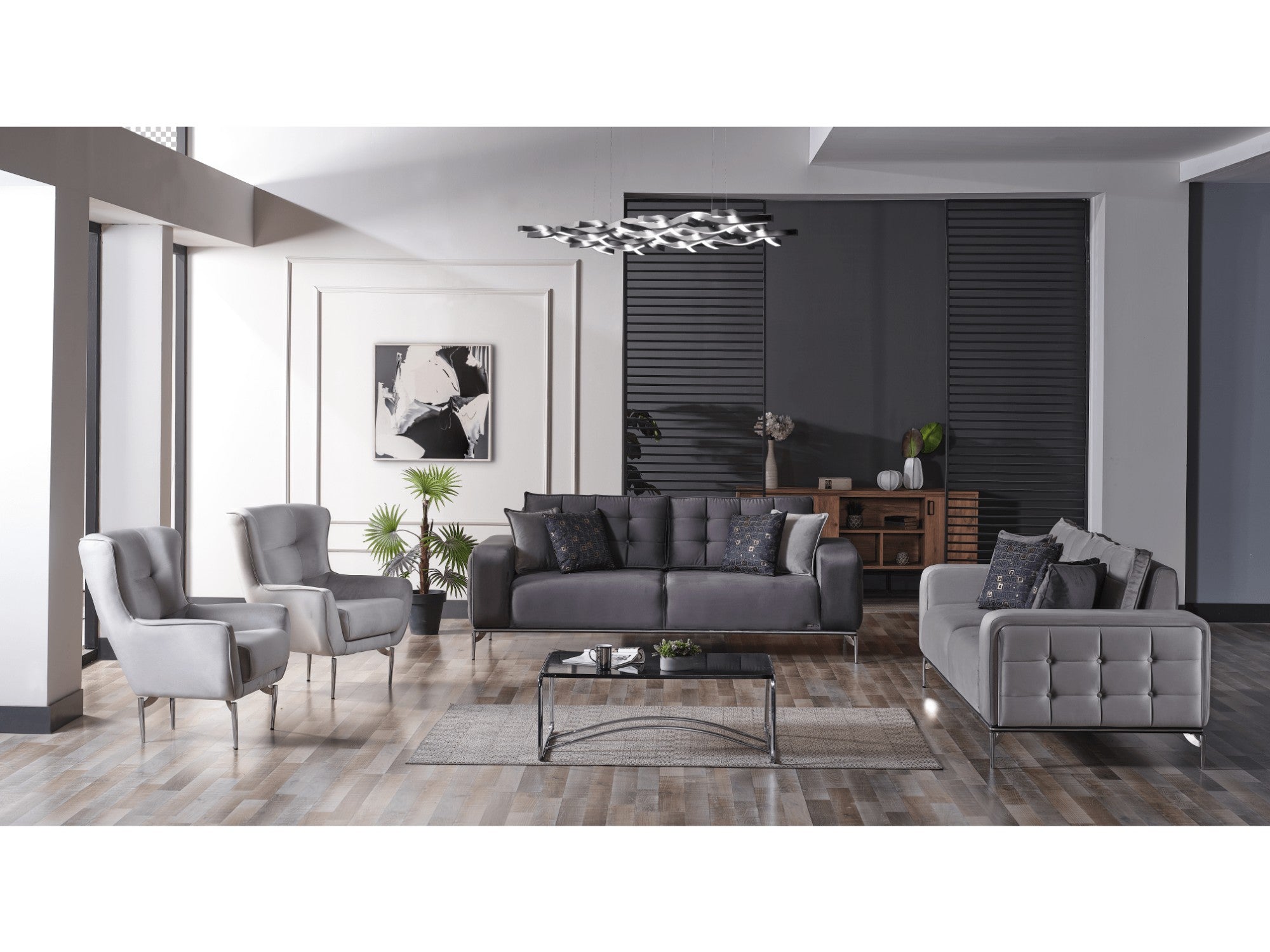 Side Convertible Livingroom Set (2 Sofa & 2 Chair)