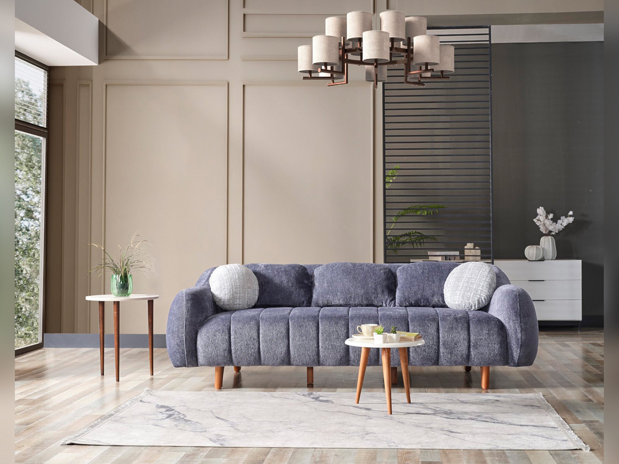 Snowy Stationary Livingroom (2 Sofa & 2 Chair) Anthracite