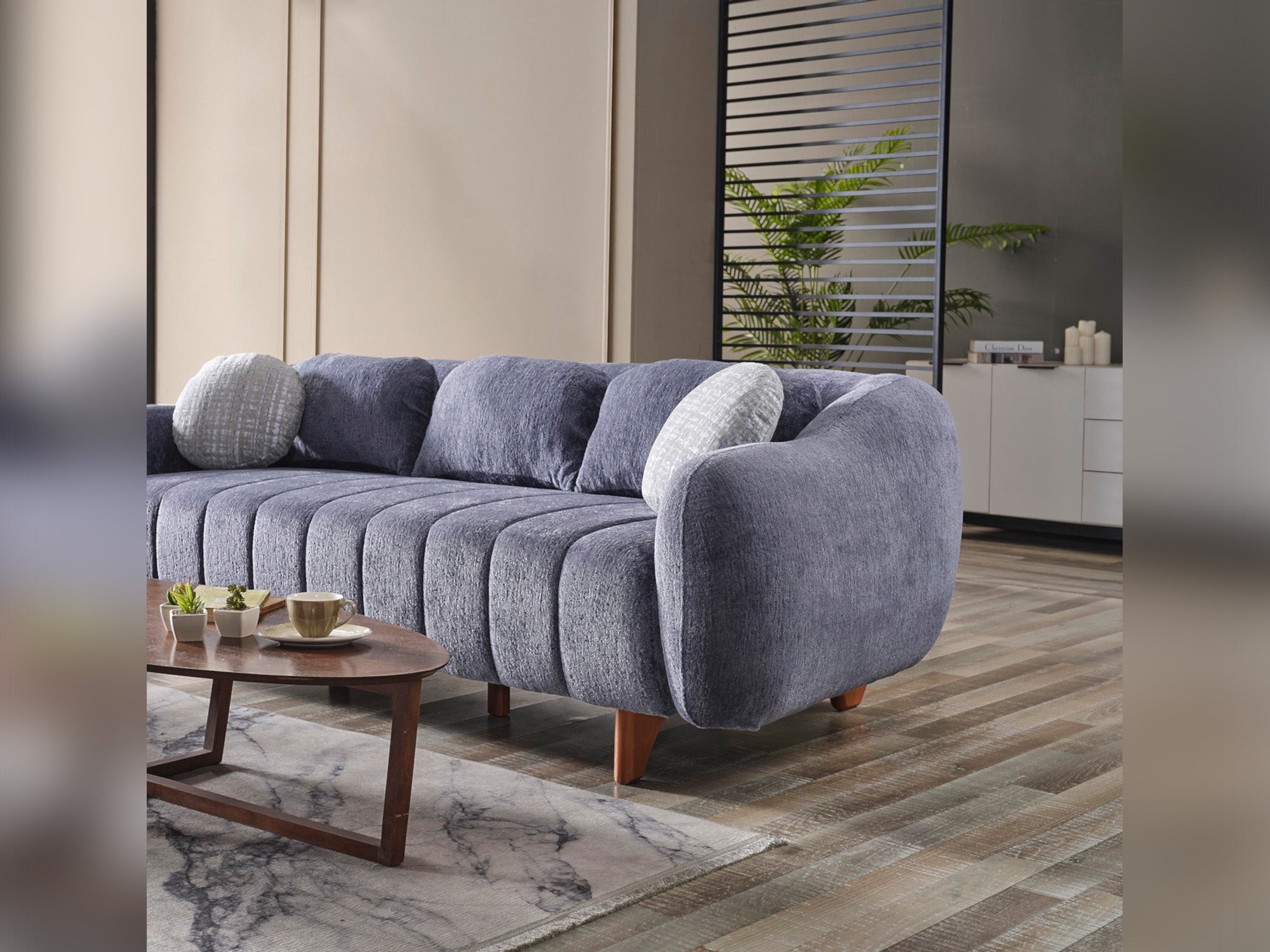 Snowy Stationary Livingroom (2 Sofa & 2 Chair) Anthracite