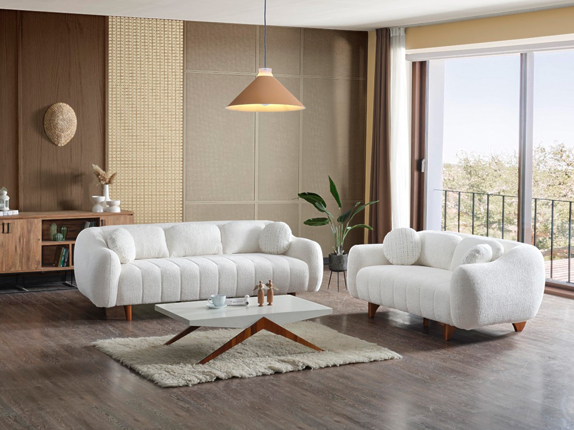 Snowy Stationary Livingroom (2 Sofa & 2 Chair) Cream