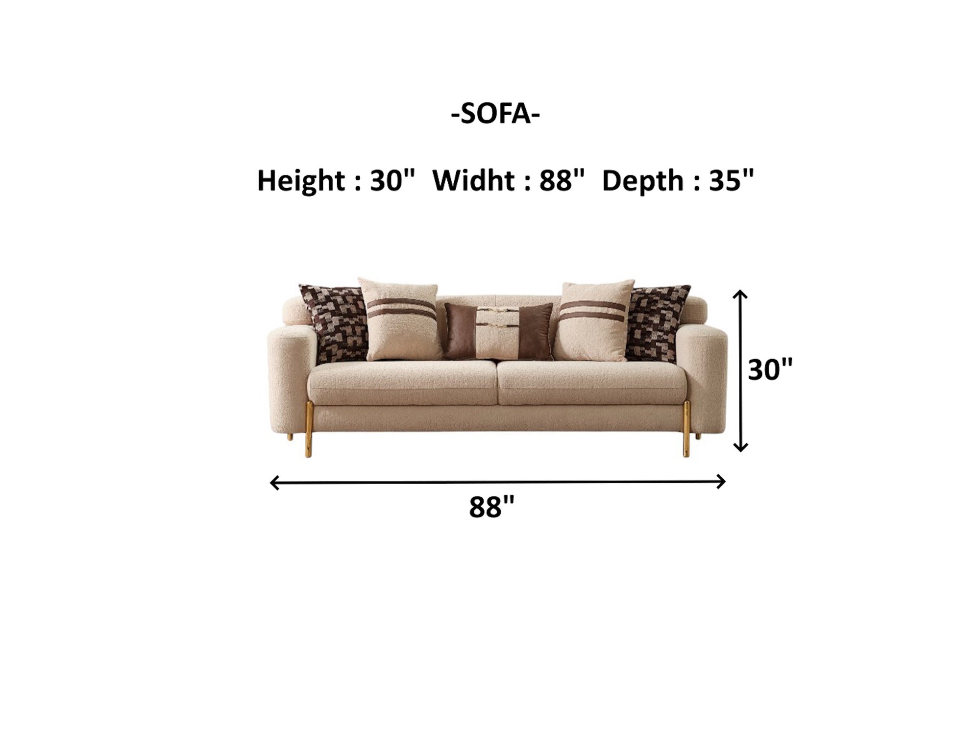 Shelby Stationary Livingroom (2 Sofa & 2 Chair) Beige
