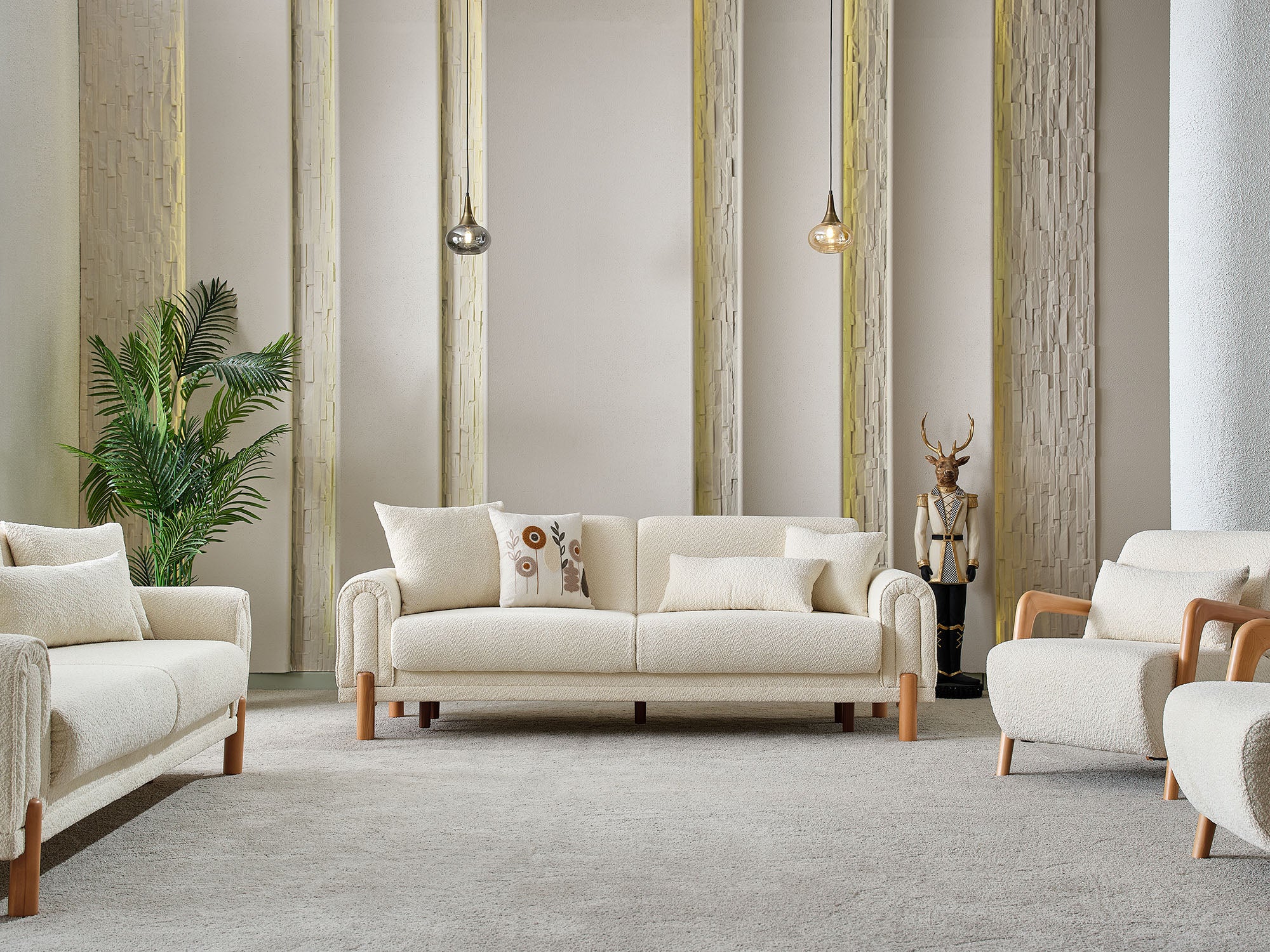Soho Convertible Livingroom (2 Sofa & 2 Chair) Cream