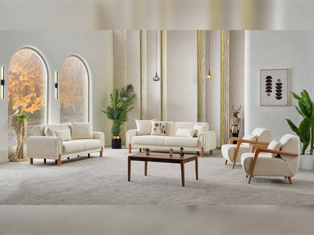 Soho 4-pieces (2 Sofa & 2 Chair) Livingroom Set Cream