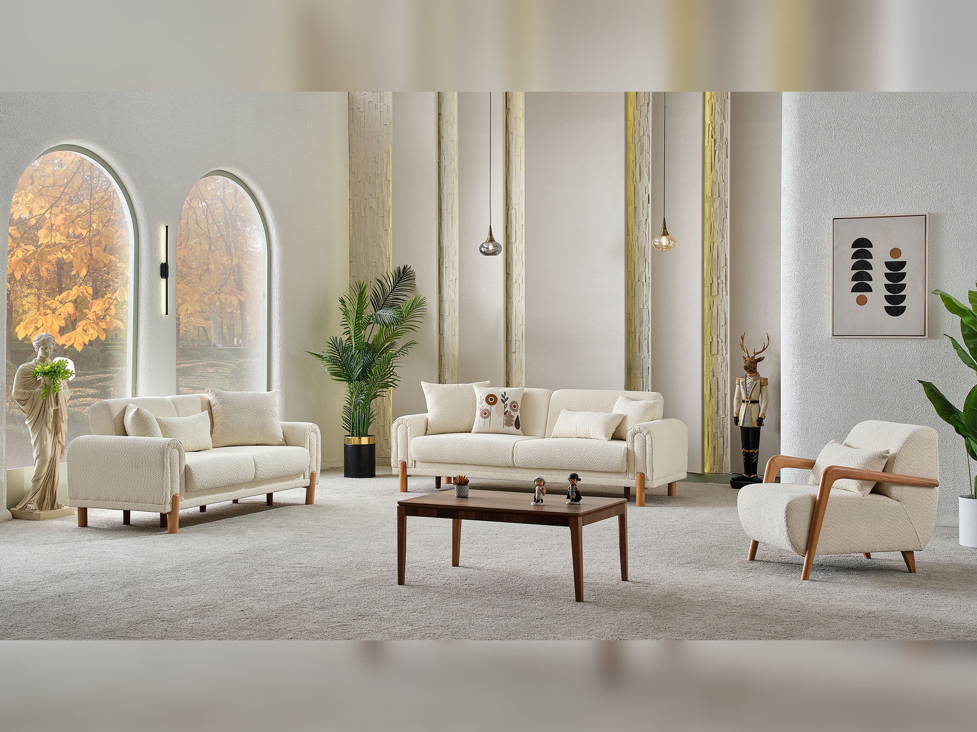 Soho Convertible Livingroom (2 Sofa & 2 Chair) Cream