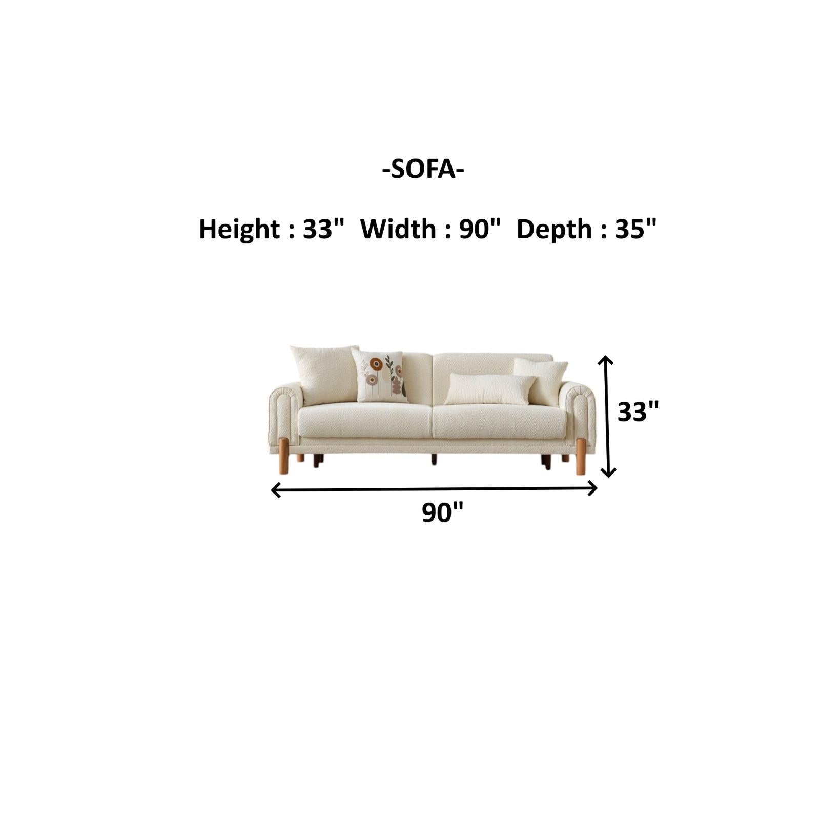 Soho Convertible Livingroom (2 Sofa & 2 Chair) Cream