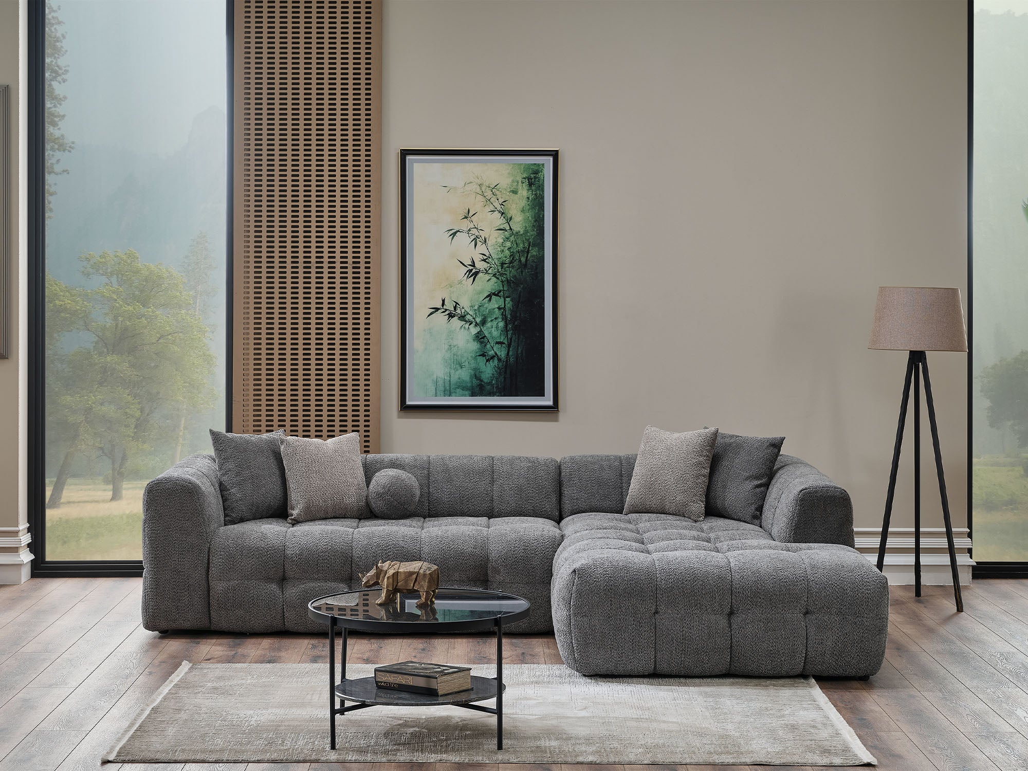 Teddy Sectional Sofa Grey