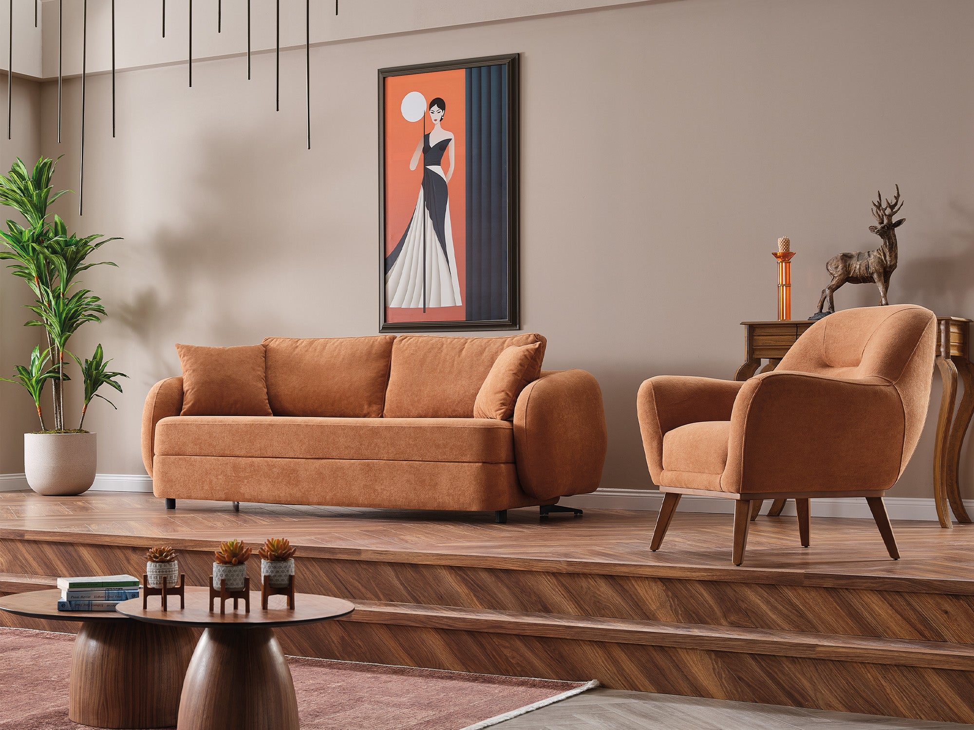 Toscana Stationary 3 Seater Sofa Orange