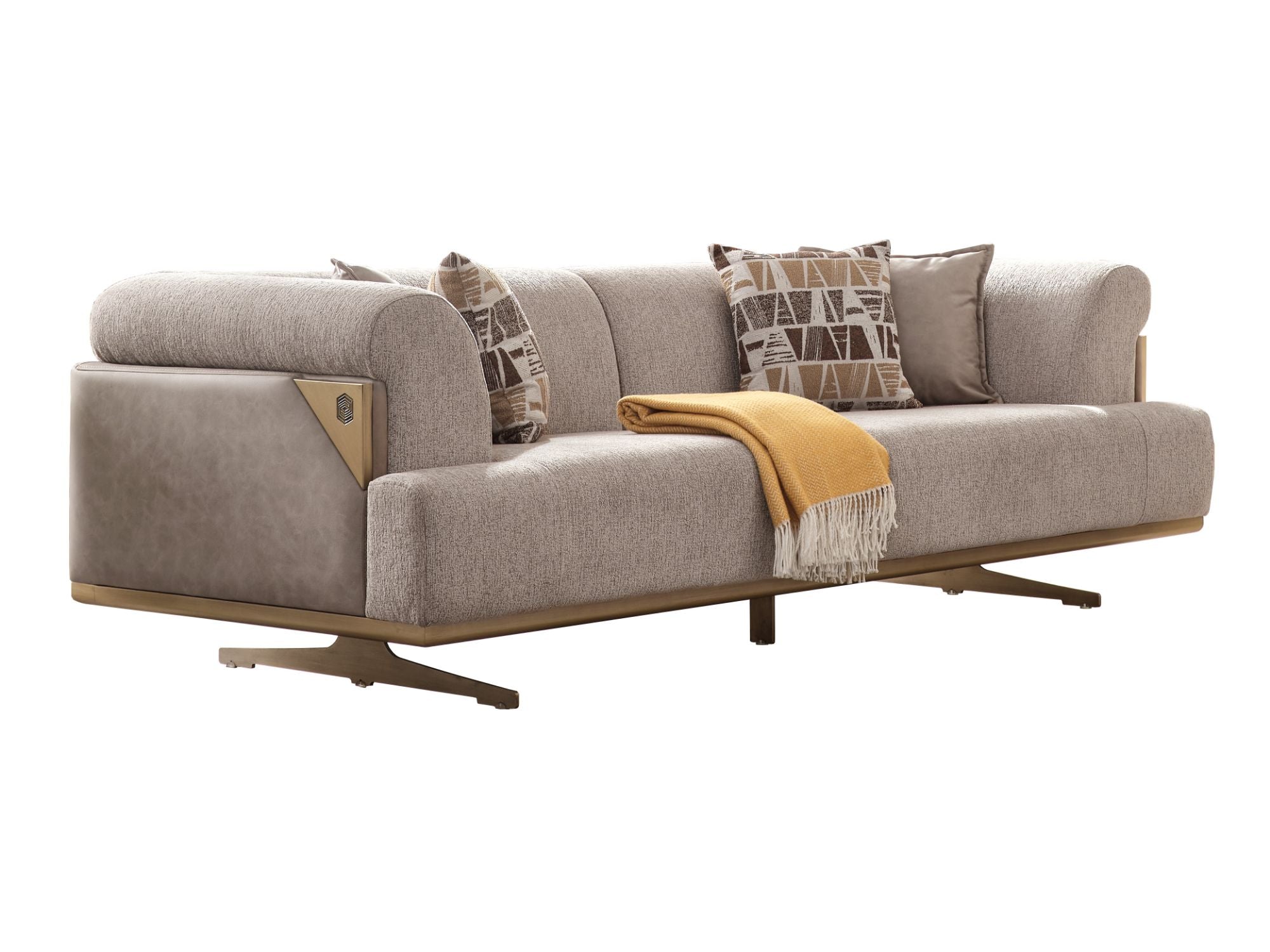 Urla Stationary Livingroom Set (1 Sofa & 1 Module Sofa & 2 Chair) Cream