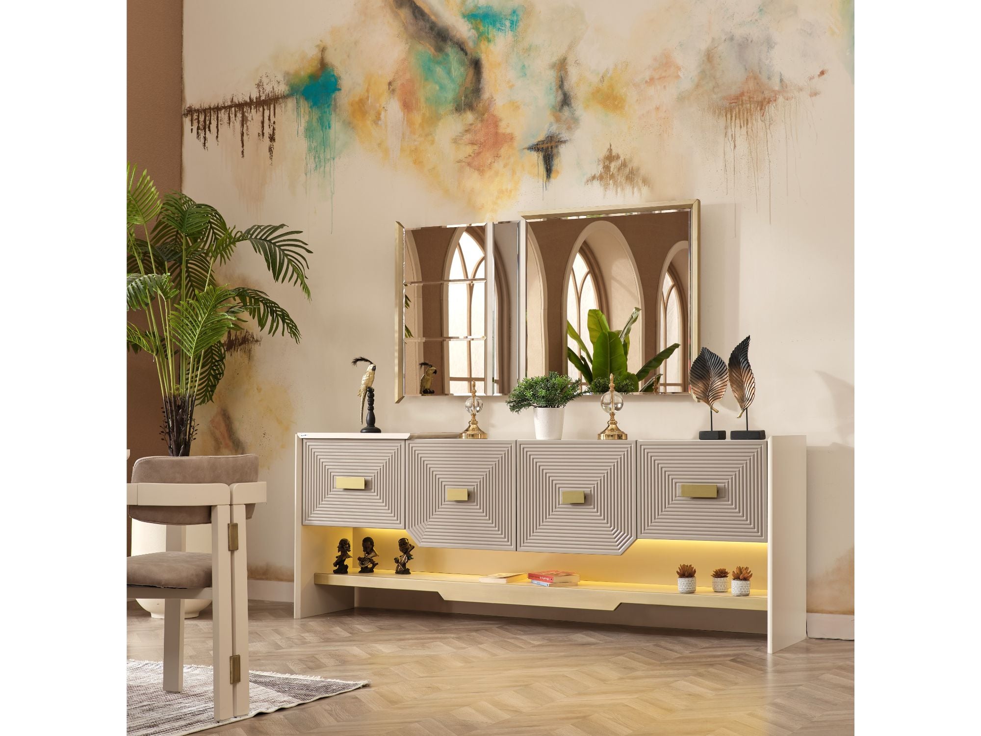 Urla Diningroom (Consol With Mirror & Dining Table & 6 Dining Chair)