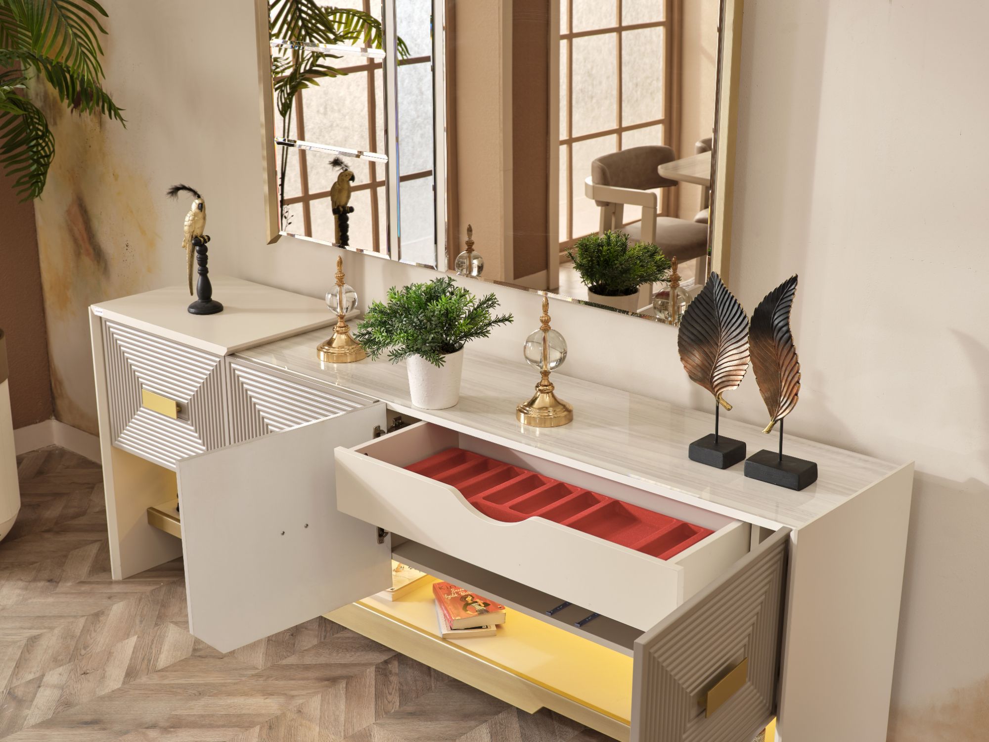 Urla Diningroom (Consol With Mirror & Dining Table & 6 Dining Chair)