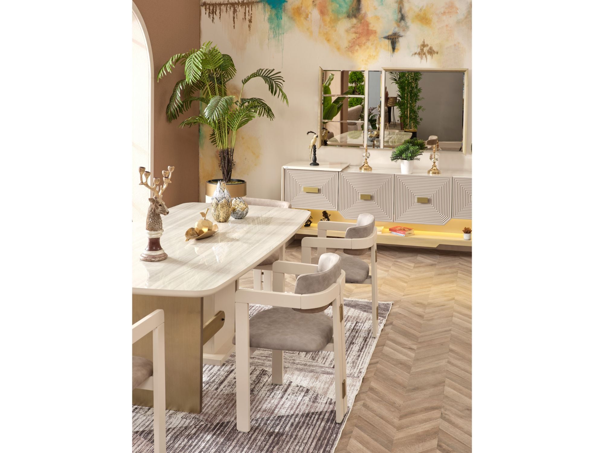 Urla Diningroom (Consol With Mirror & Dining Table & 6 Dining Chair)