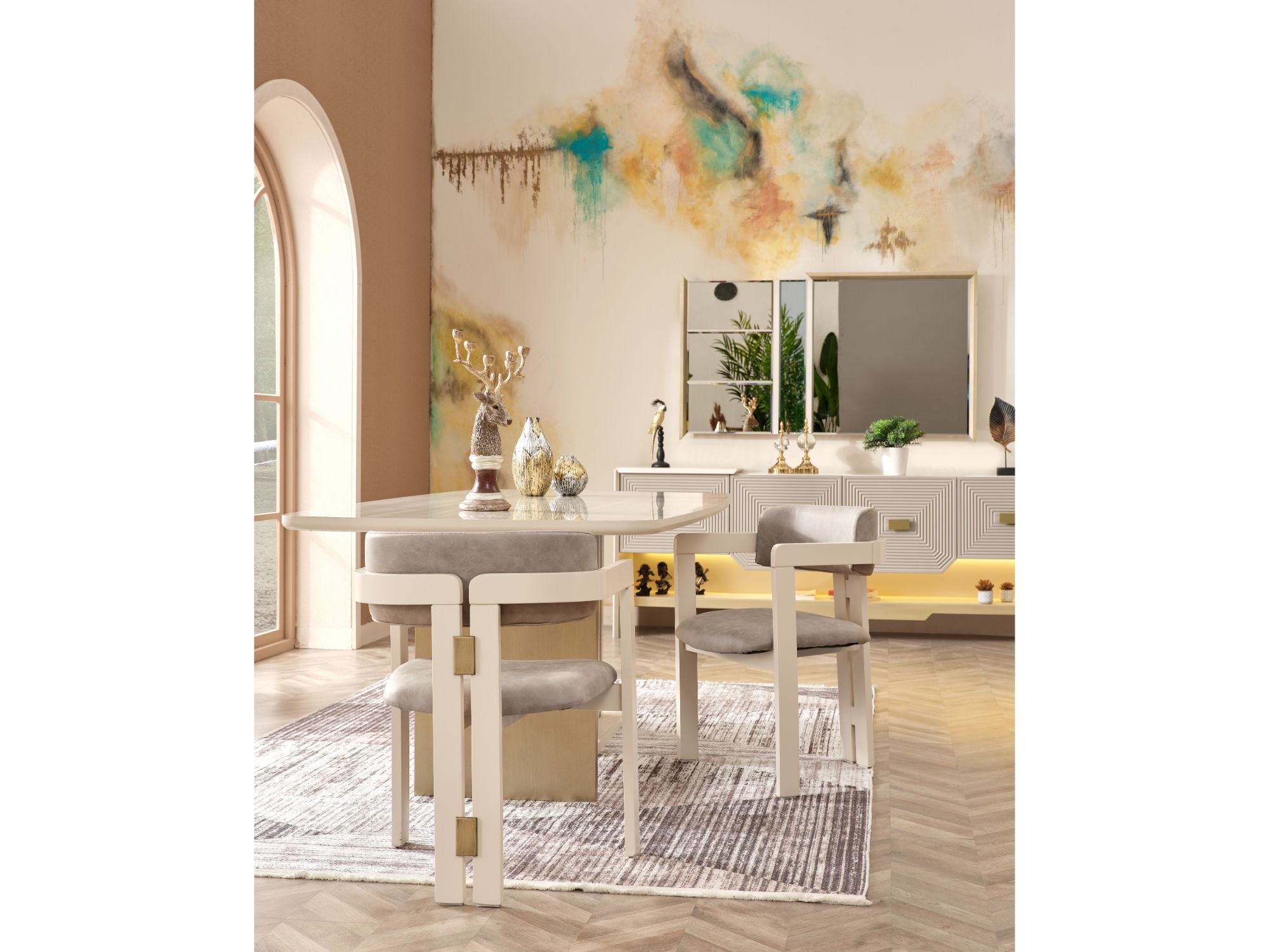 Urla Diningroom (Consol With Mirror & Dining Table & 6 Dining Chair)