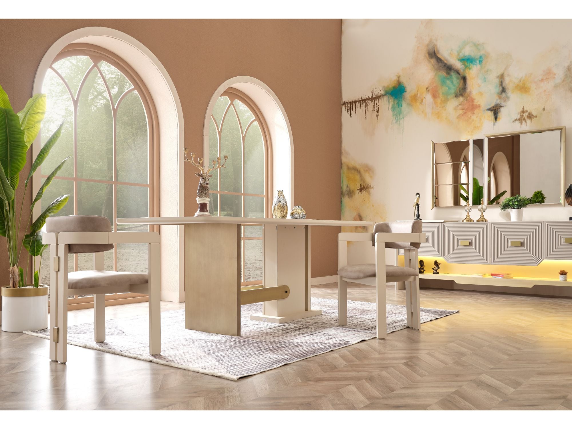 Urla Diningroom (Consol With Mirror & Dining Table & 6 Dining Chair)