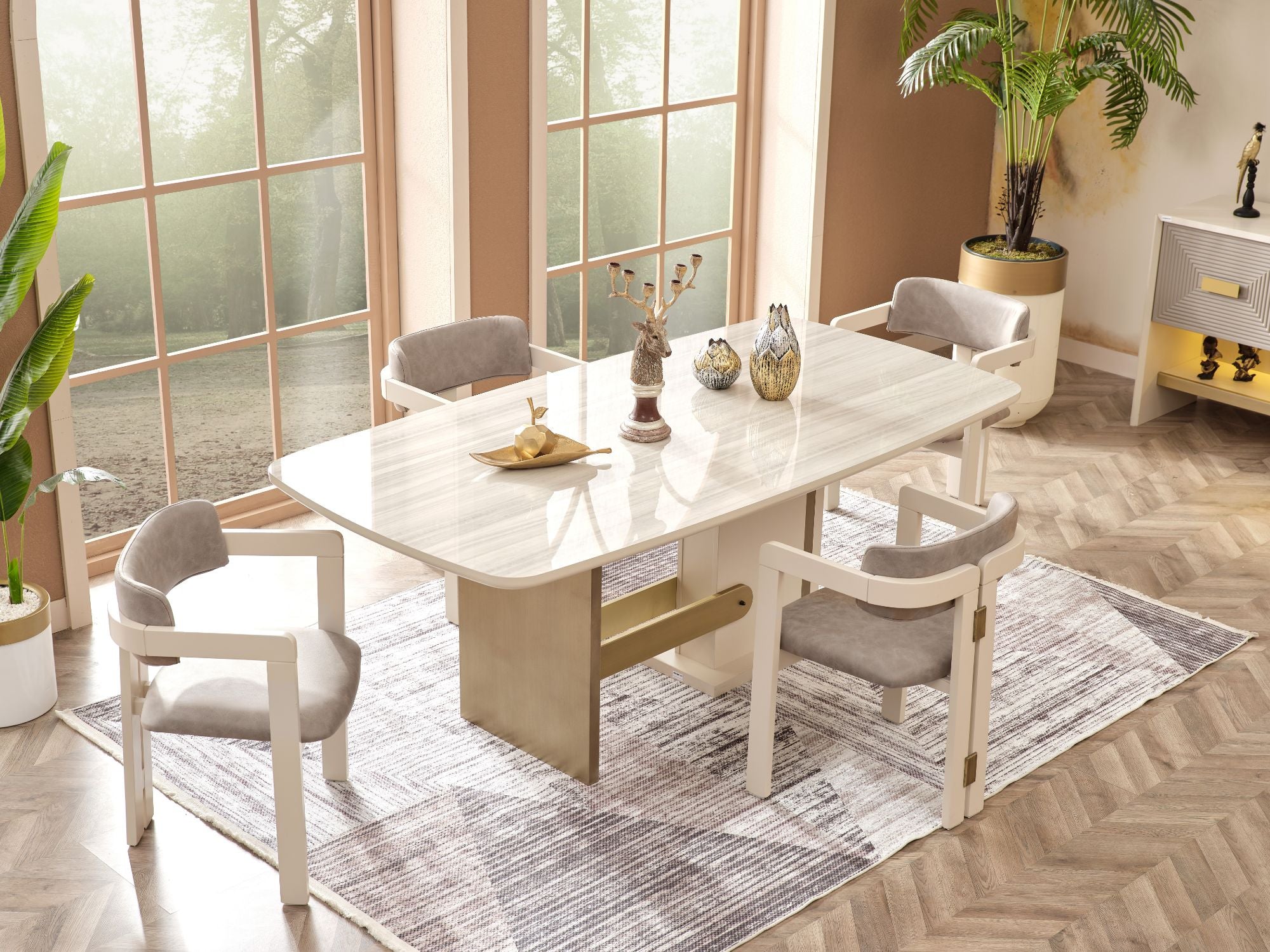 Urla Diningroom (Consol With Mirror & Dining Table & 6 Dining Chair)