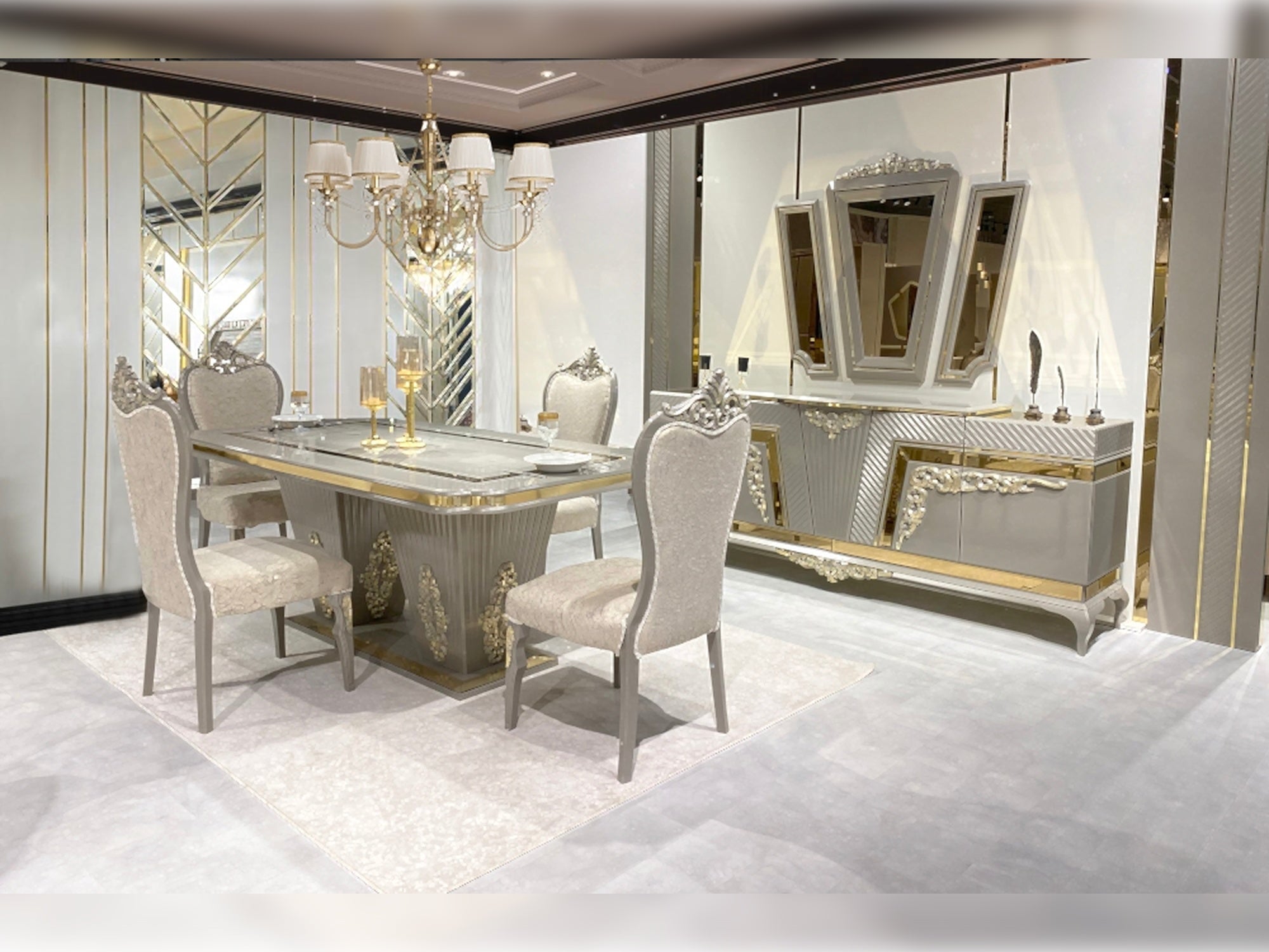 Verona Diningroom Set (Table & 6 Chair & Console With Mirror)