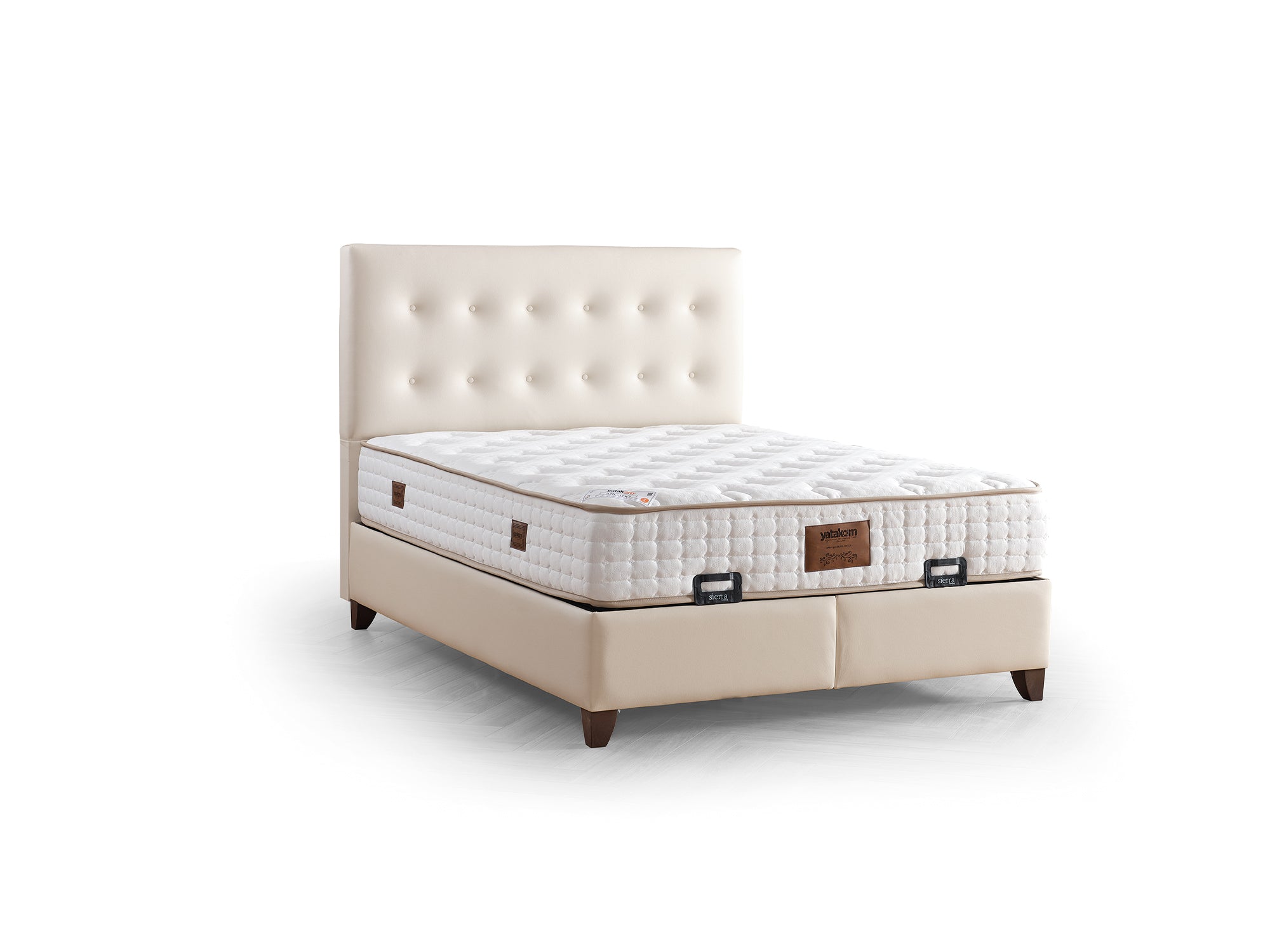 Vella Storage Bed With Headboard Beige