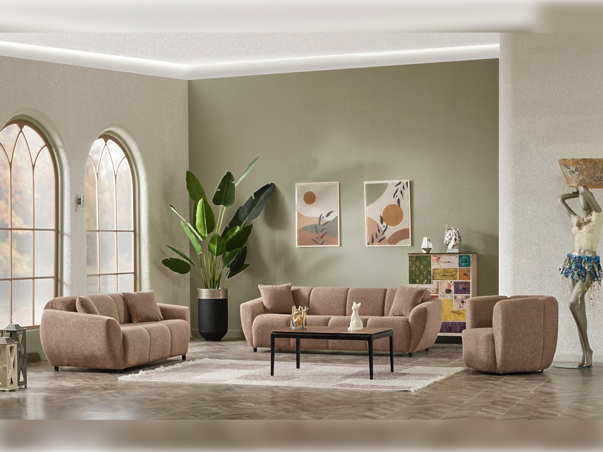 Vizyon Stationary Loveseat Brown