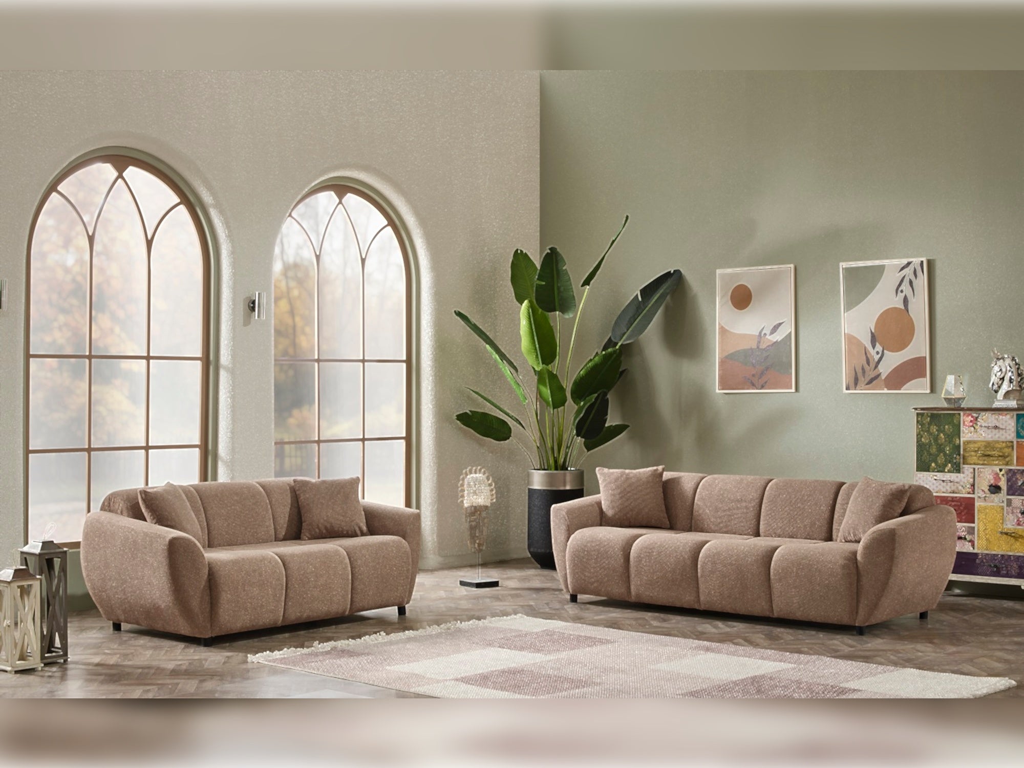 Vizyon Stationary Loveseat Brown