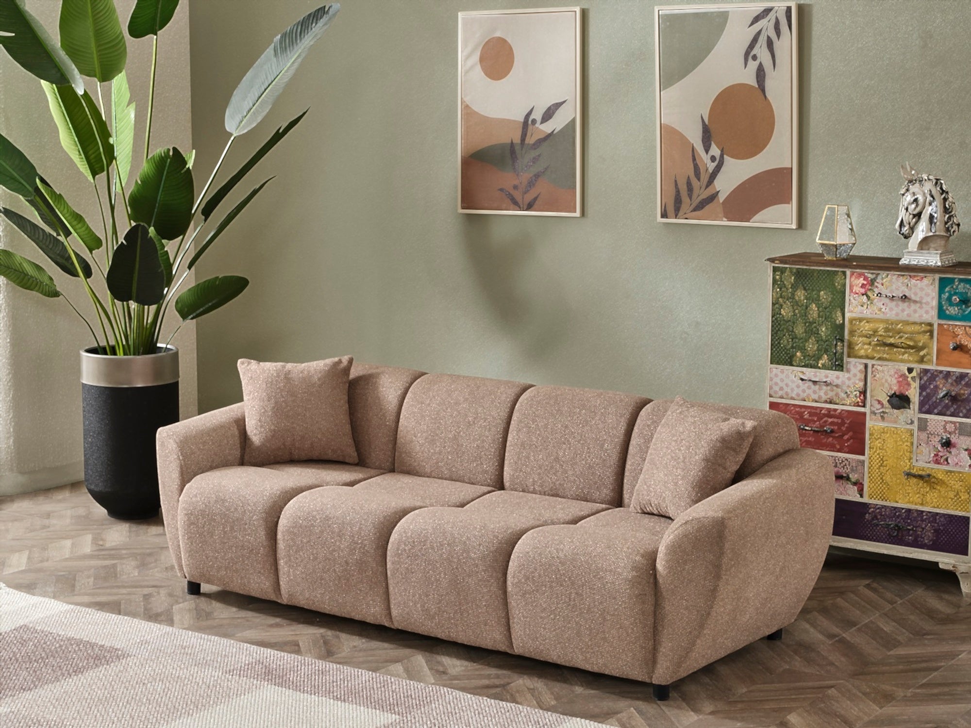 Vizyon Stationary Livingroom Set (2 Sofa & 2 Chair) Brown