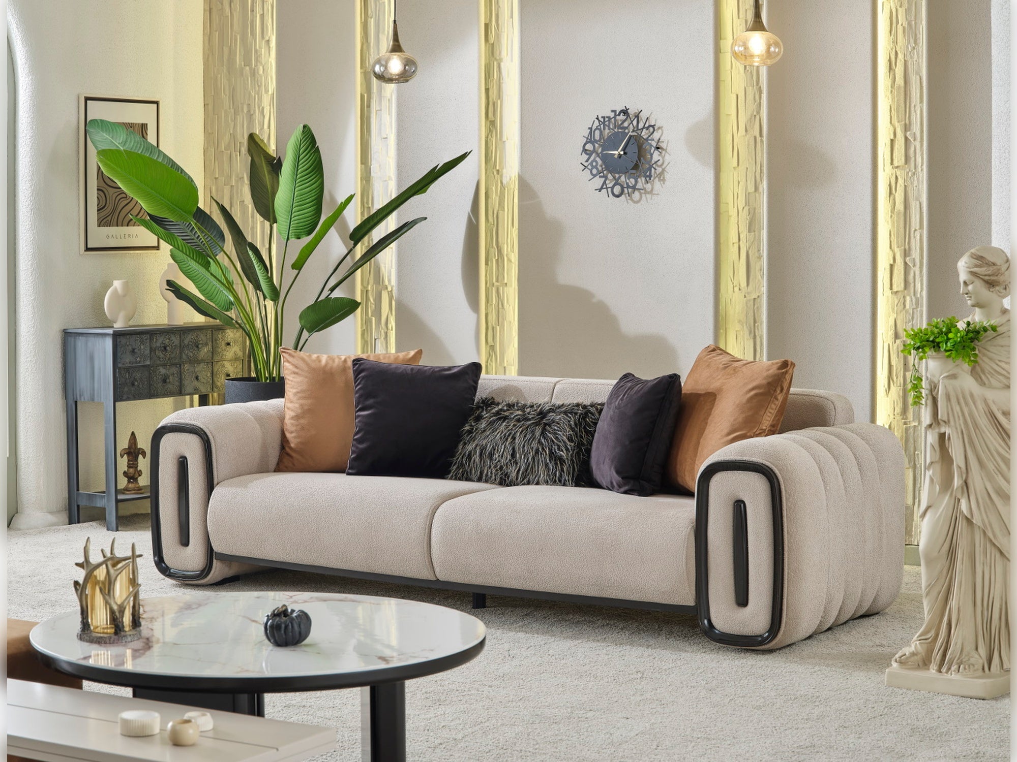 Voyance Stationary Livingroom (2 4 Seat Sofa & 2 Chair) Beige