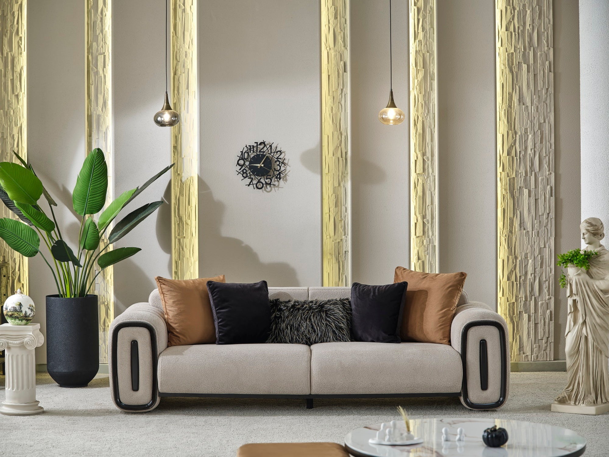 Voyance Stationary Livingroom (2 4 Seat Sofa & 2 Chair) Beige