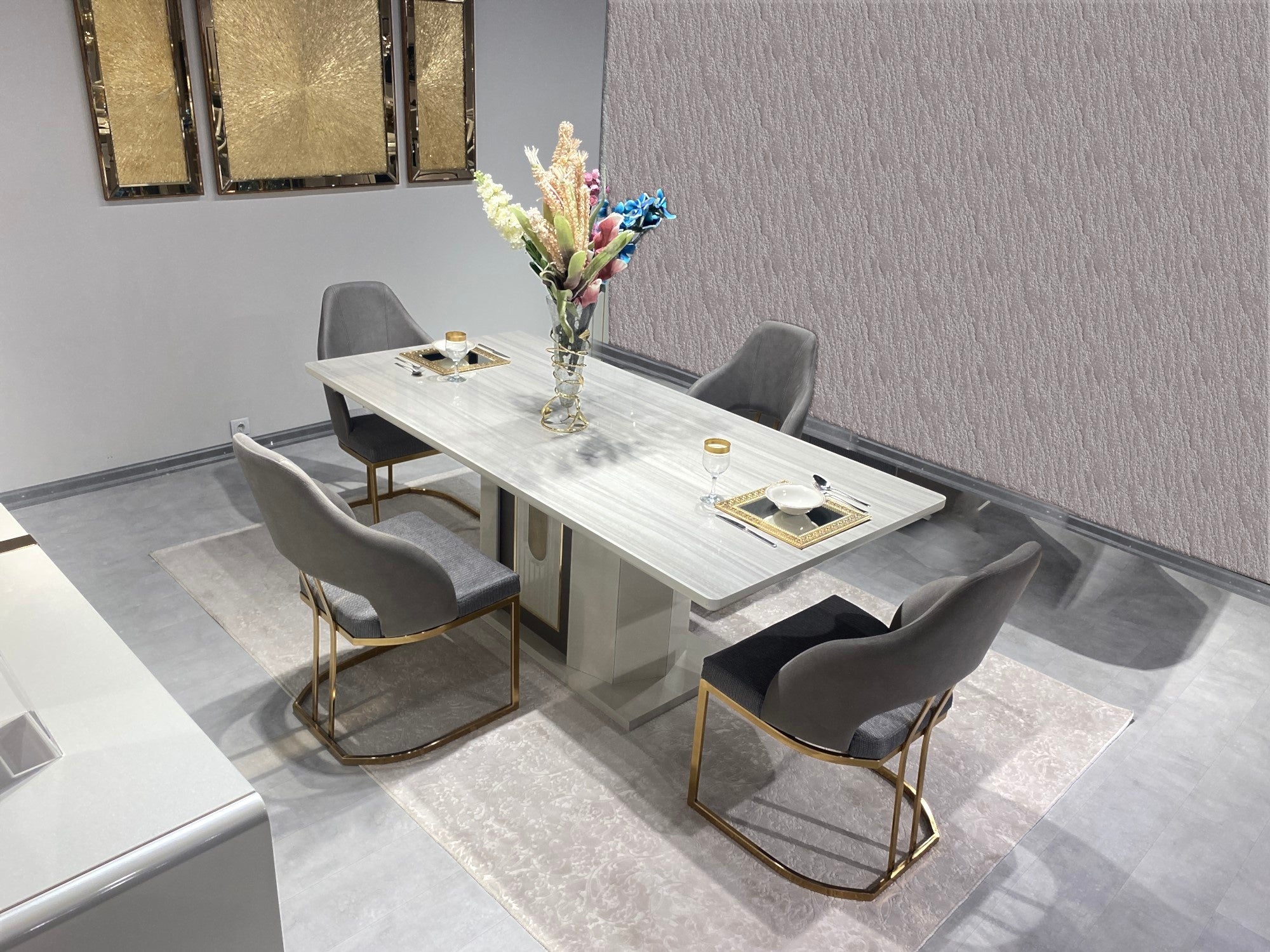 Zurich Diningroom Set (Table & 6 Chair & Console With Mirror)