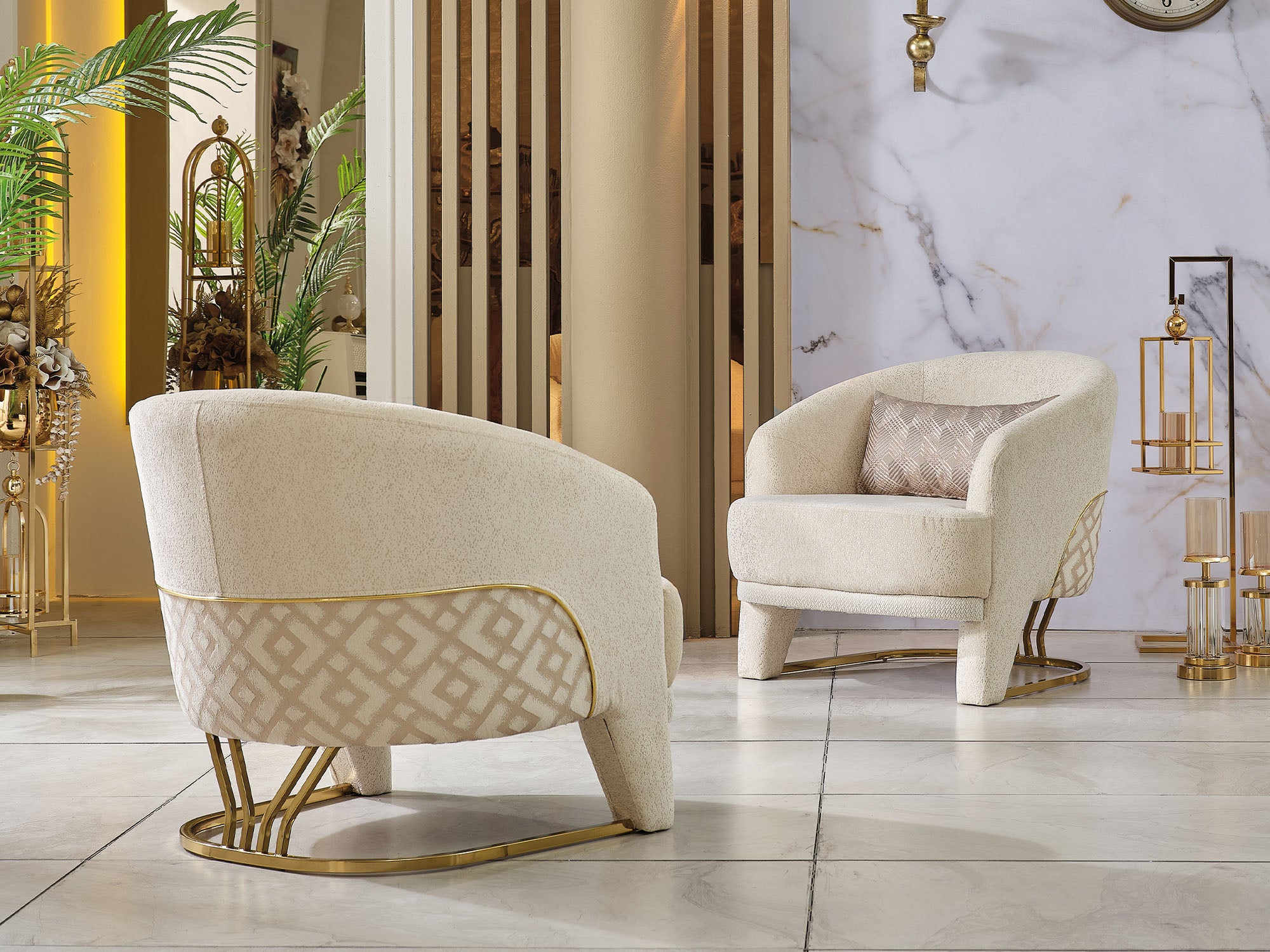 Zen 3-pieces (Sofa & Loveseat & Chair) Livingroom Set Cream