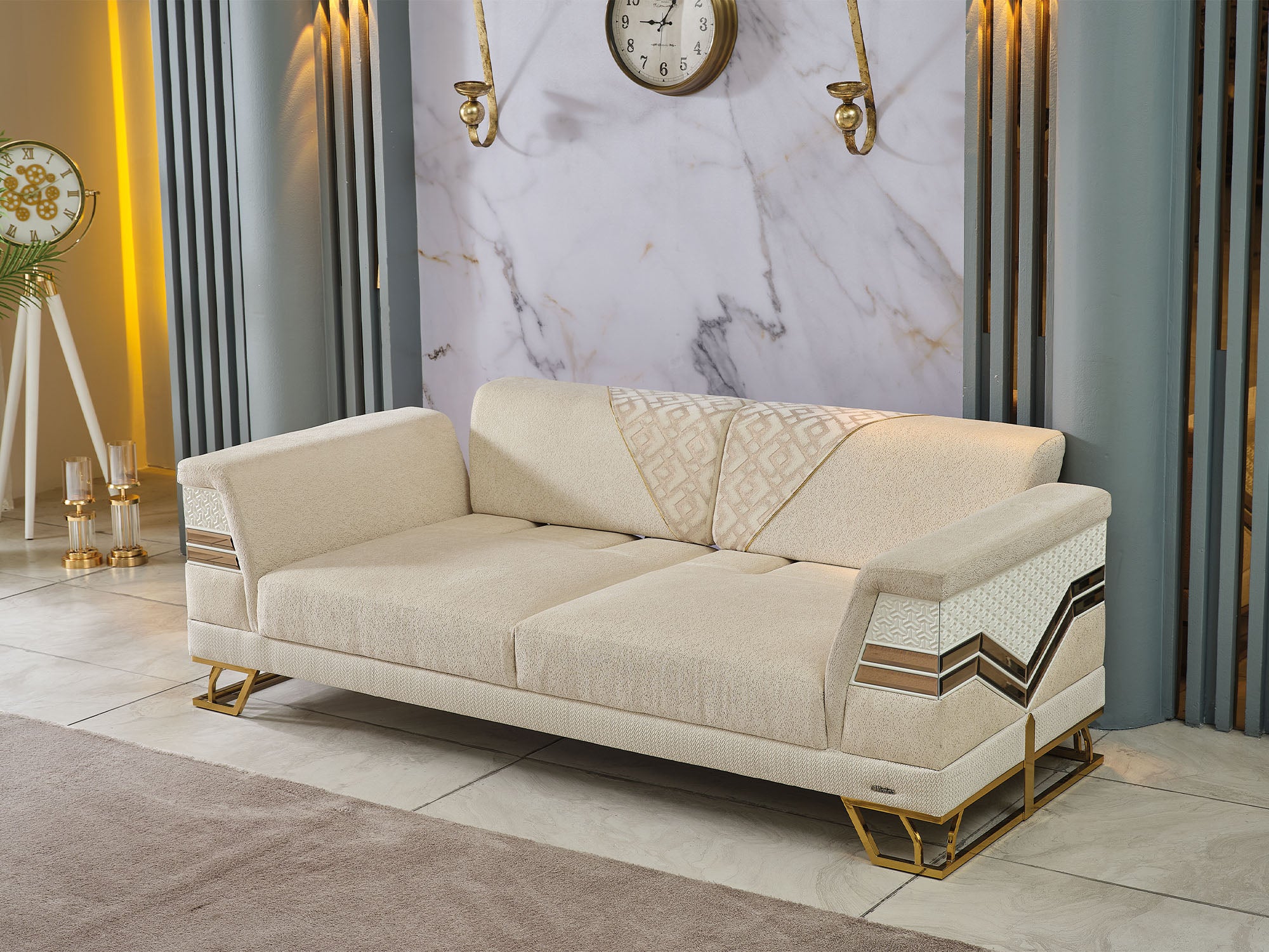 Zen Convertible Loveseat Cream