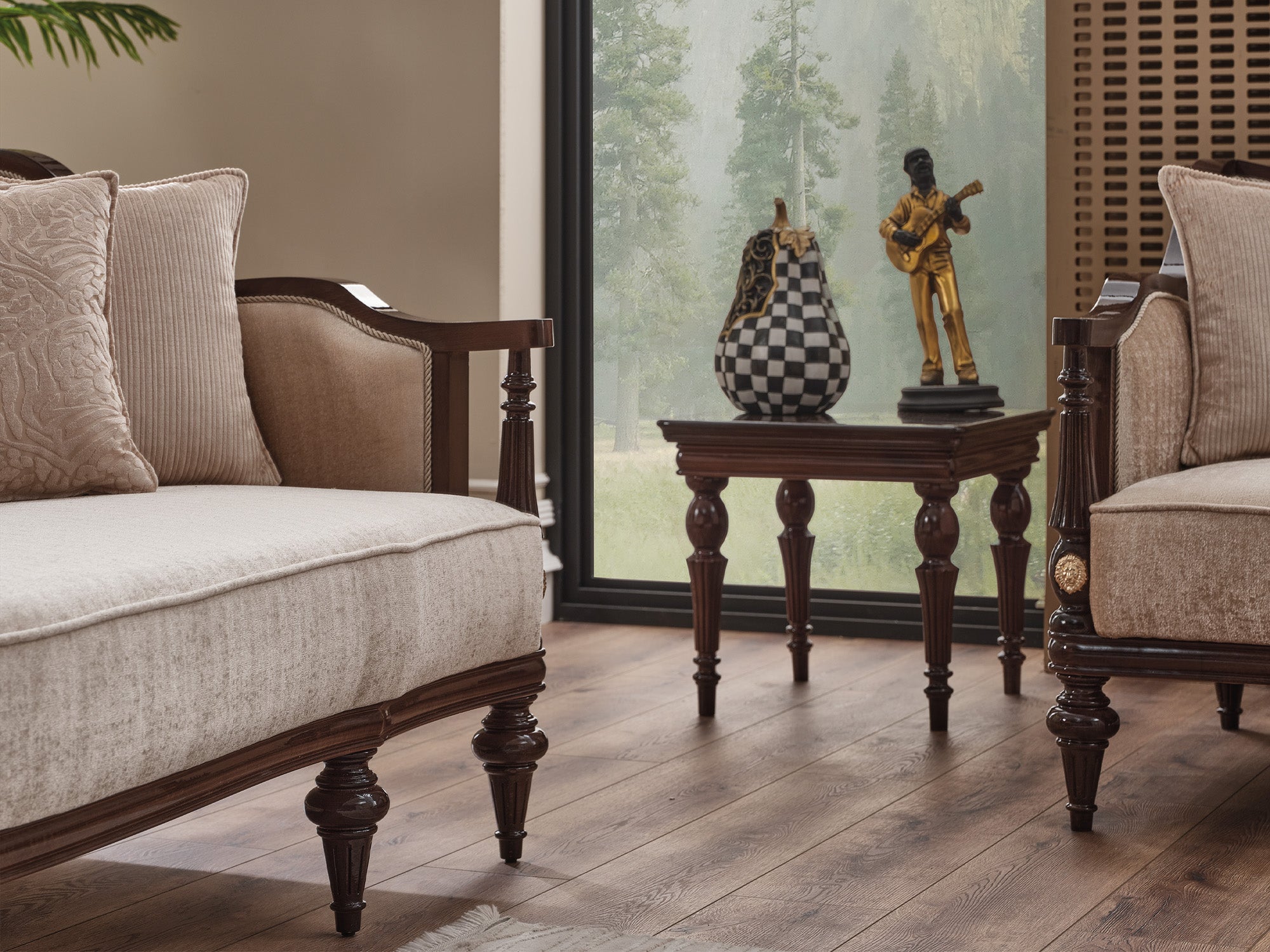 Zumrut Lux 3-pieces (Sofa & Loveseat & Chair) Livingroom Set Beige