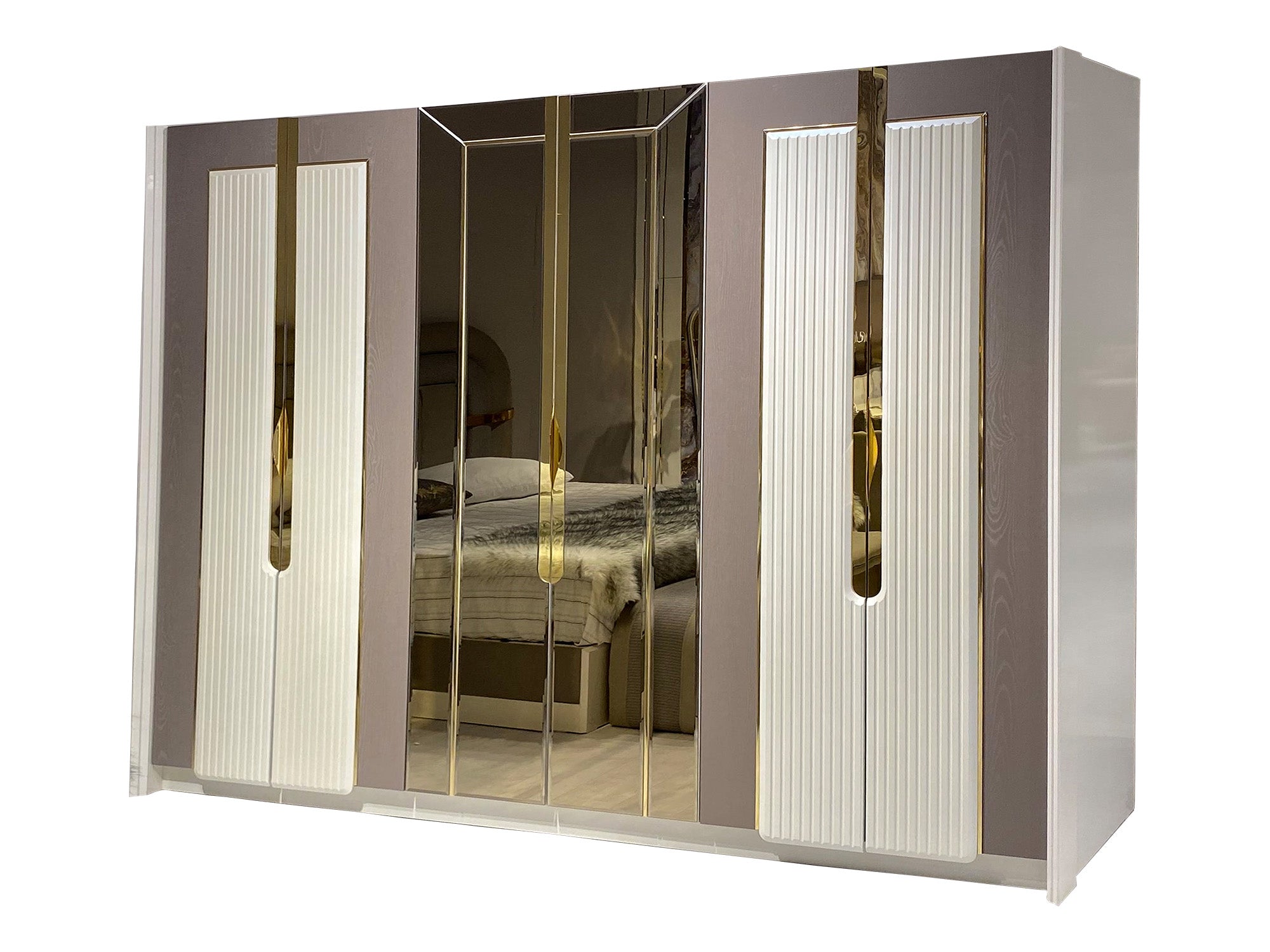 Zurich Bedroom (Queen Frame With Headboard & Dresser With Mirror & 2 Nightstand With Back )