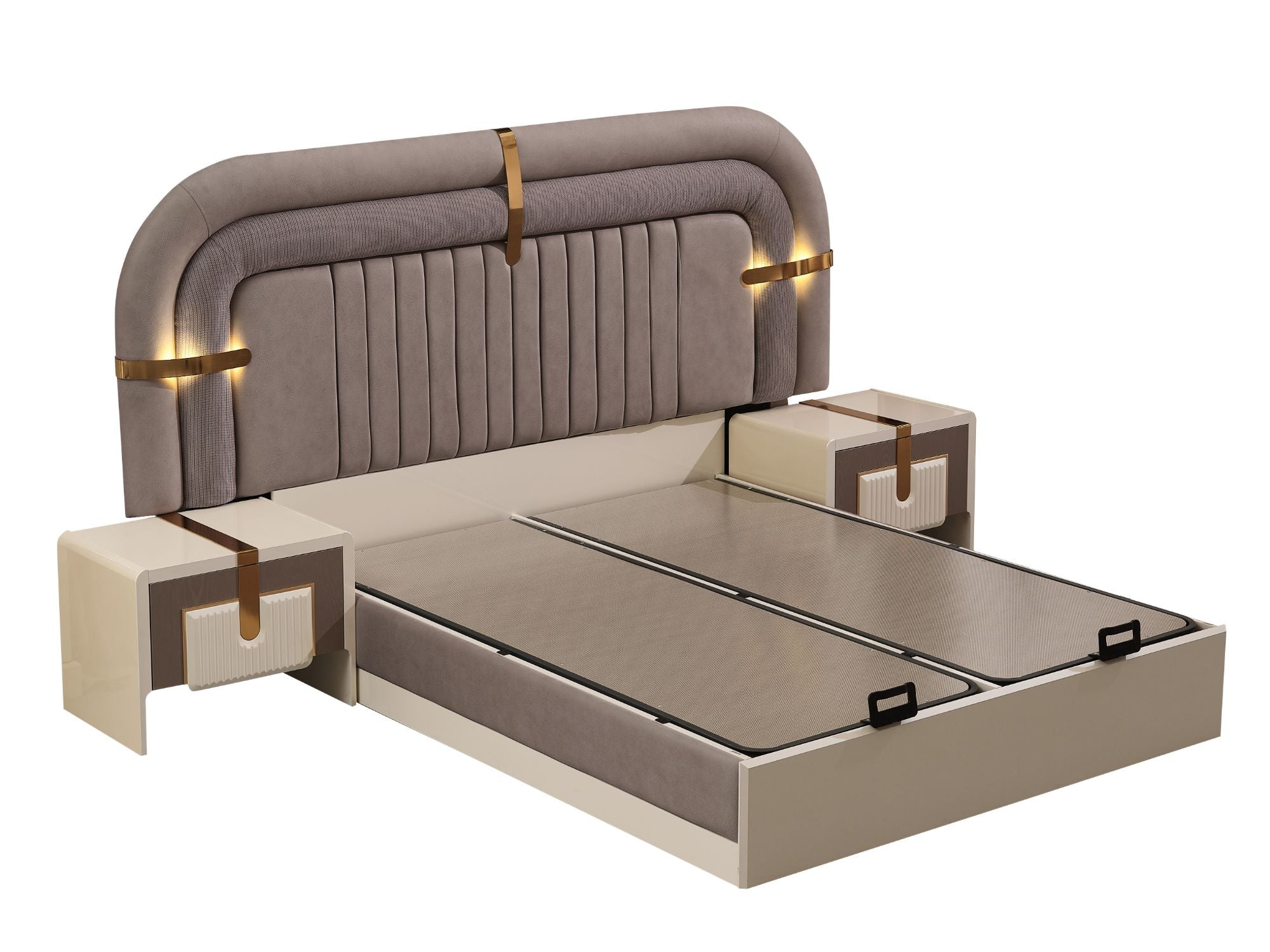 Zurich Bedroom (Queen Frame With Headboard & Dresser With Mirror & 2 Nightstand With Back )
