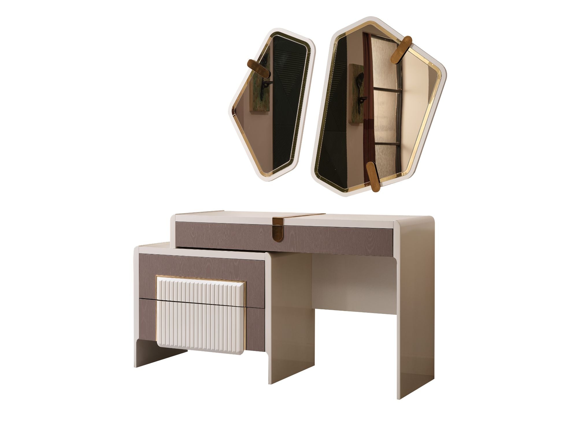 Zurich Bedroom (Queen Frame With Headboard & Dresser With Mirror & 2 Nightstand With Back )
