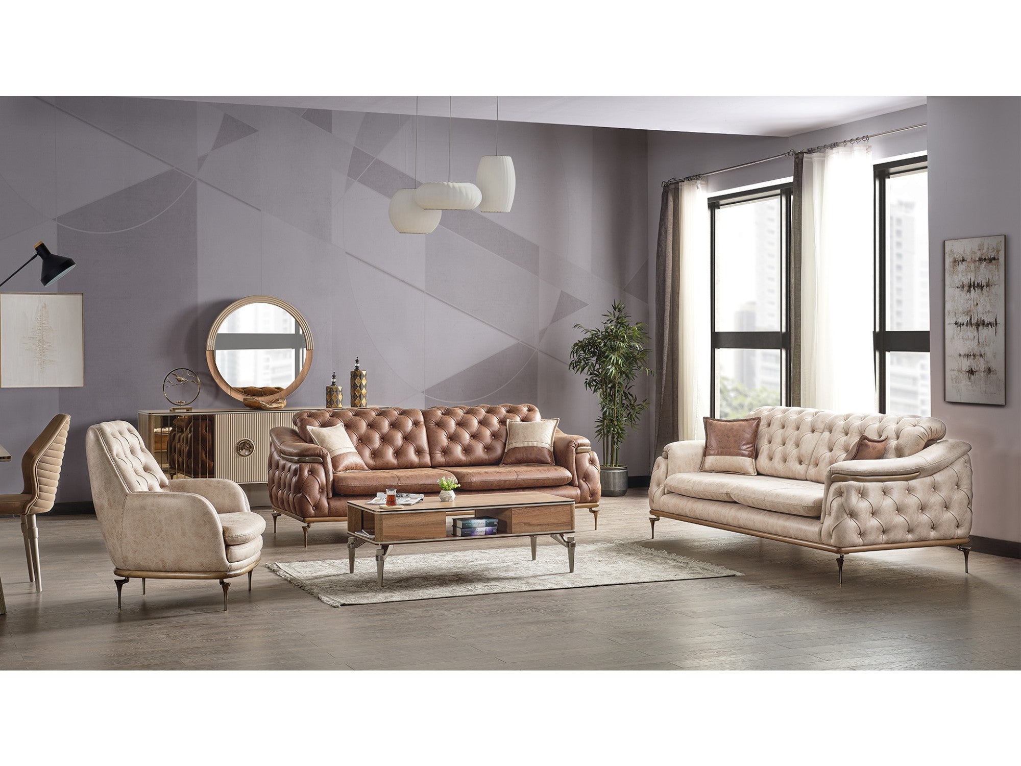 Akik Convertible Livingroom Set (2 Sofa & 2 Chair)