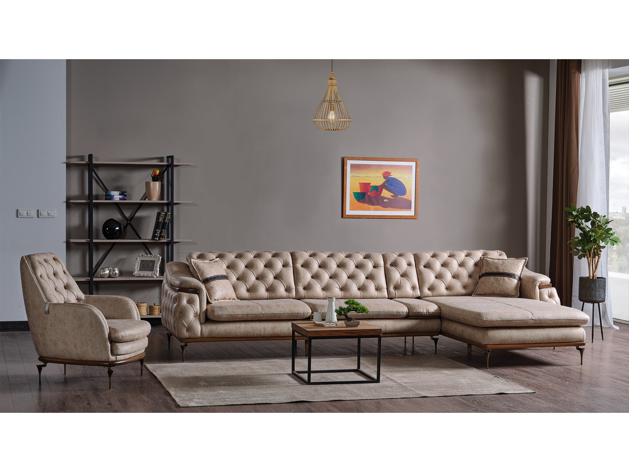 Akik Long Convertible Sectional