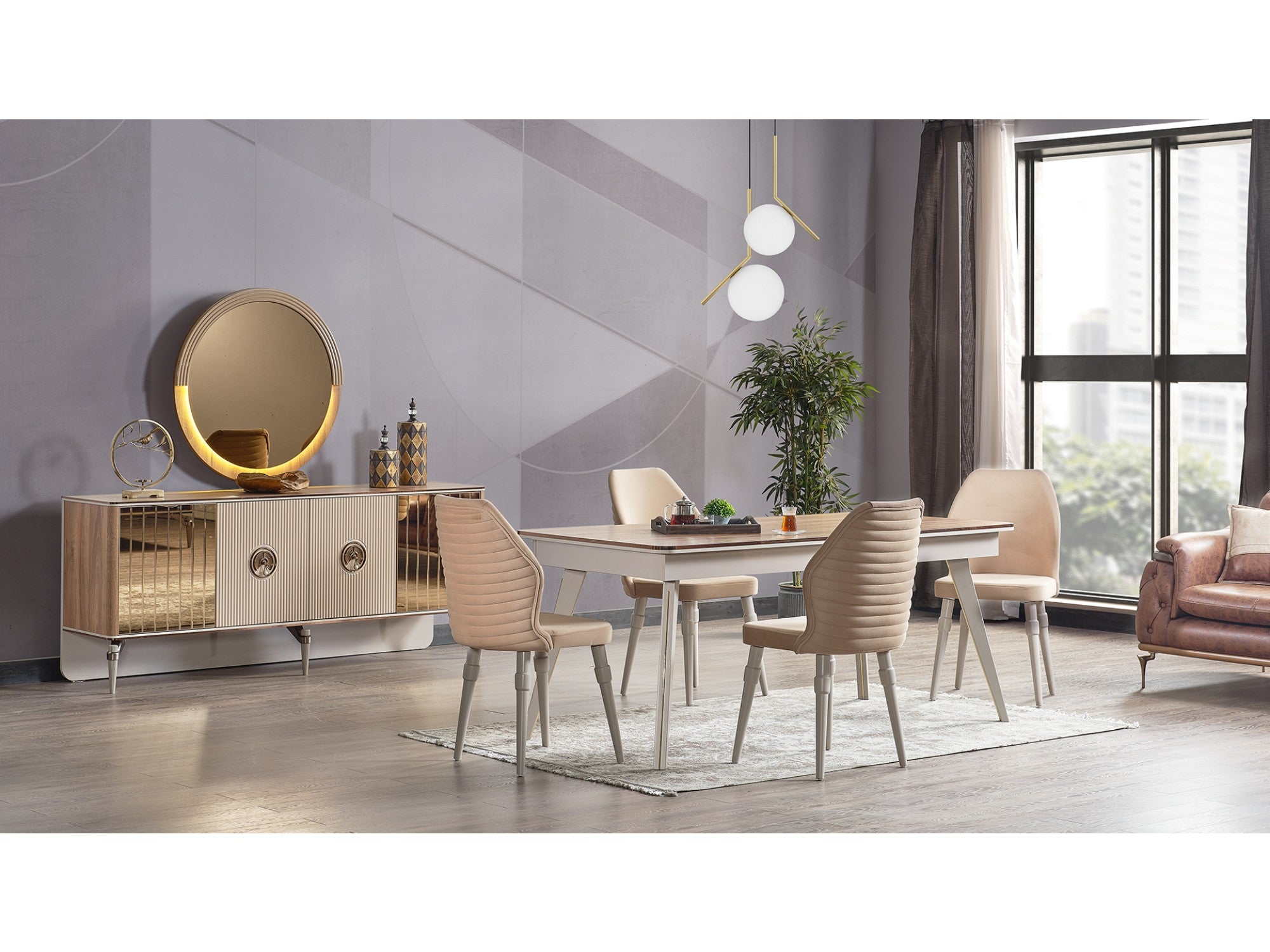 Akik Diningroom Set (Consol & Dining Table & 6 Dining Chair)