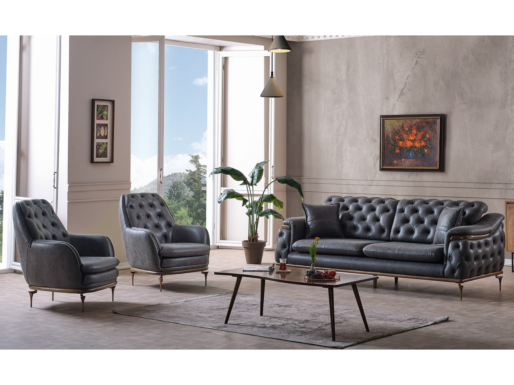 Akik Convertible Livingroom Set (2 Sofa & 2 Chair)
