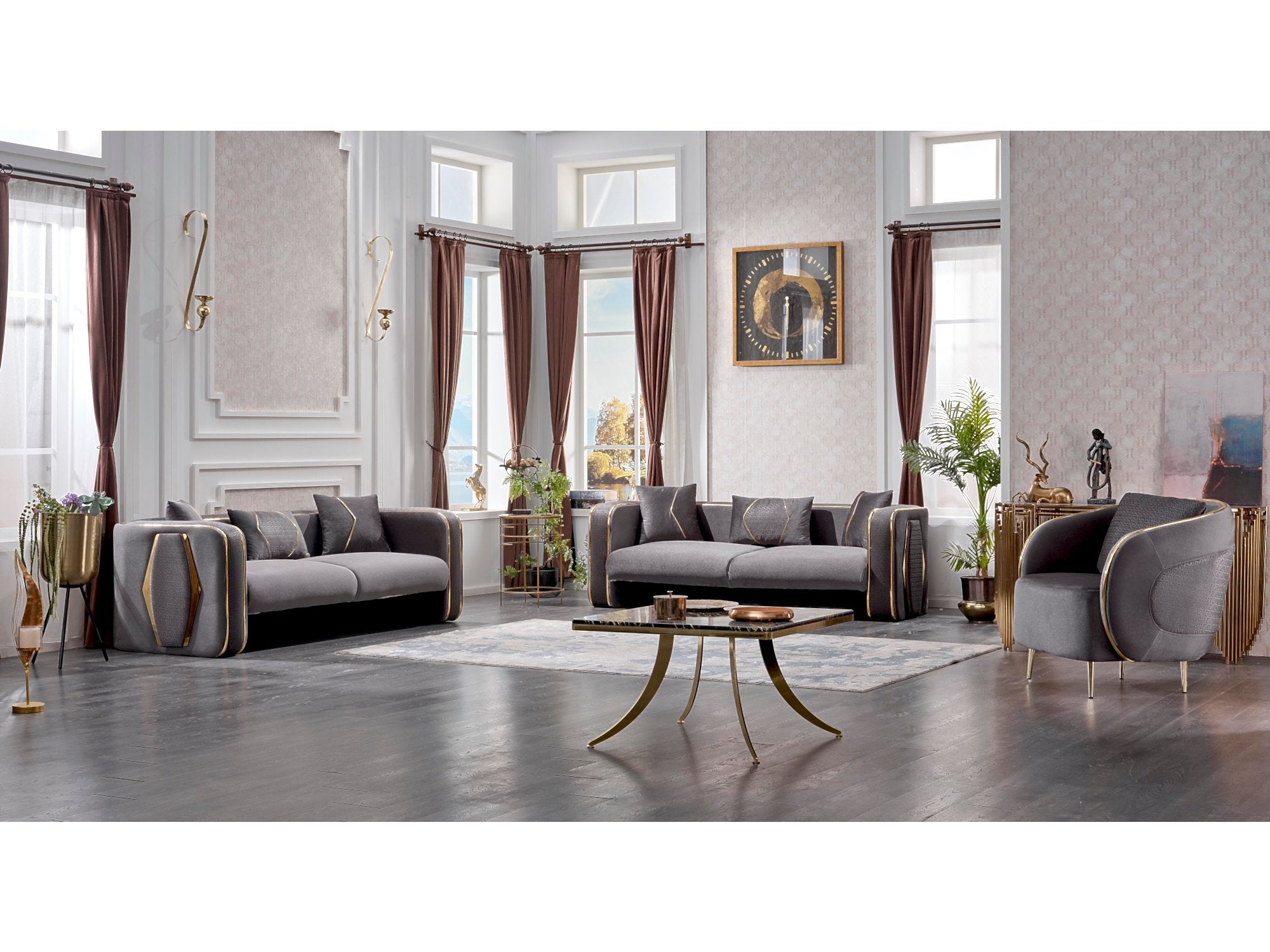 Angela Stationary Livingroom Set (2 Sofa & 2 Chair)