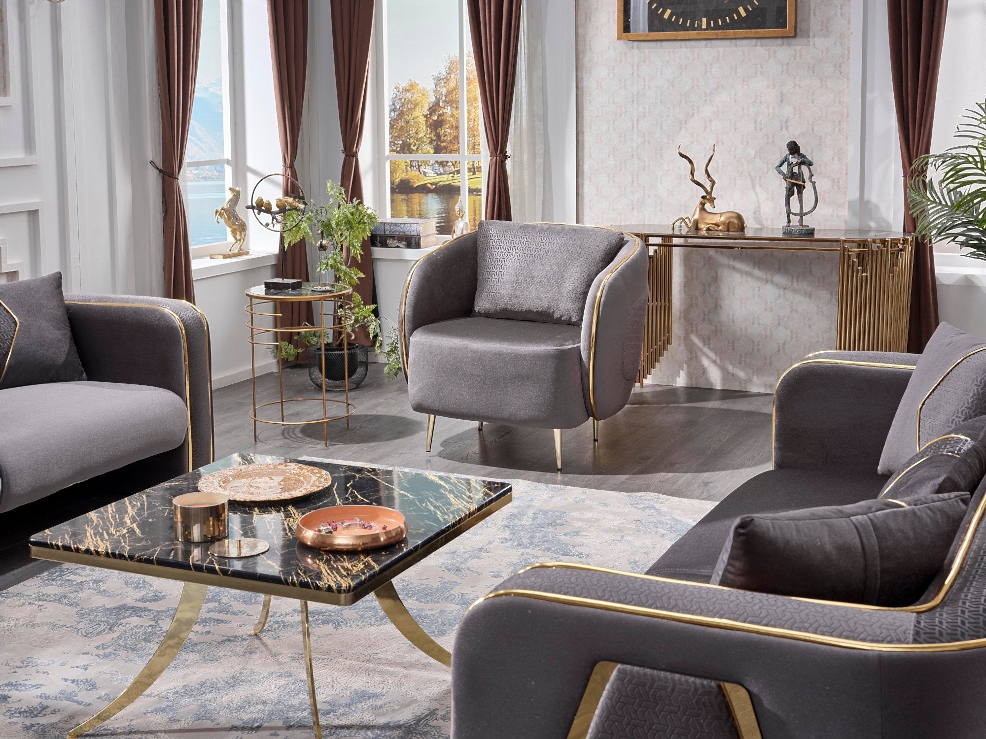 Angela Stationary Livingroom Set (2 Sofa & 2 Chair)