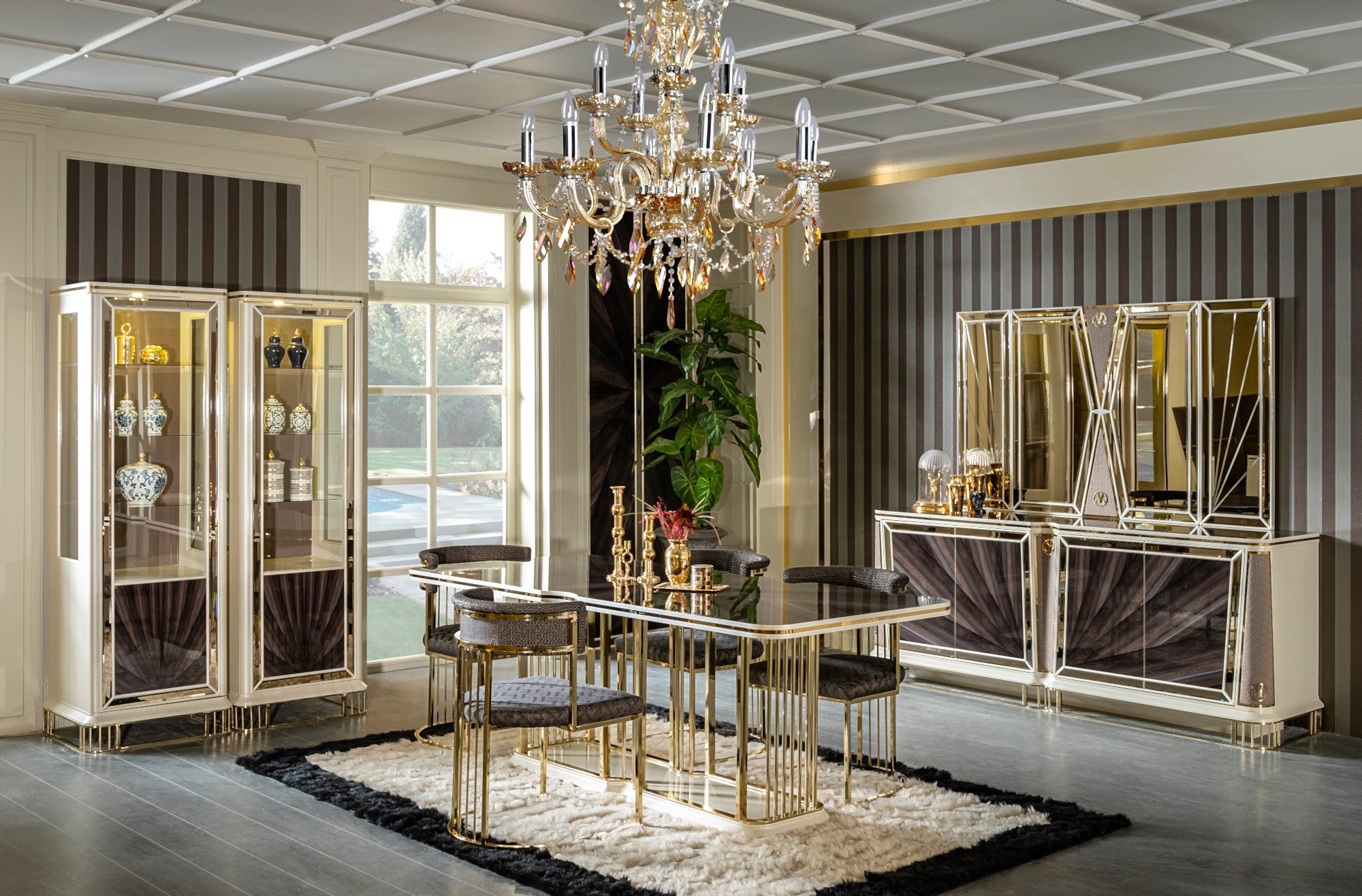 Bugatti Diningroom Set (Table & 6 Chair & Console With Mirror)