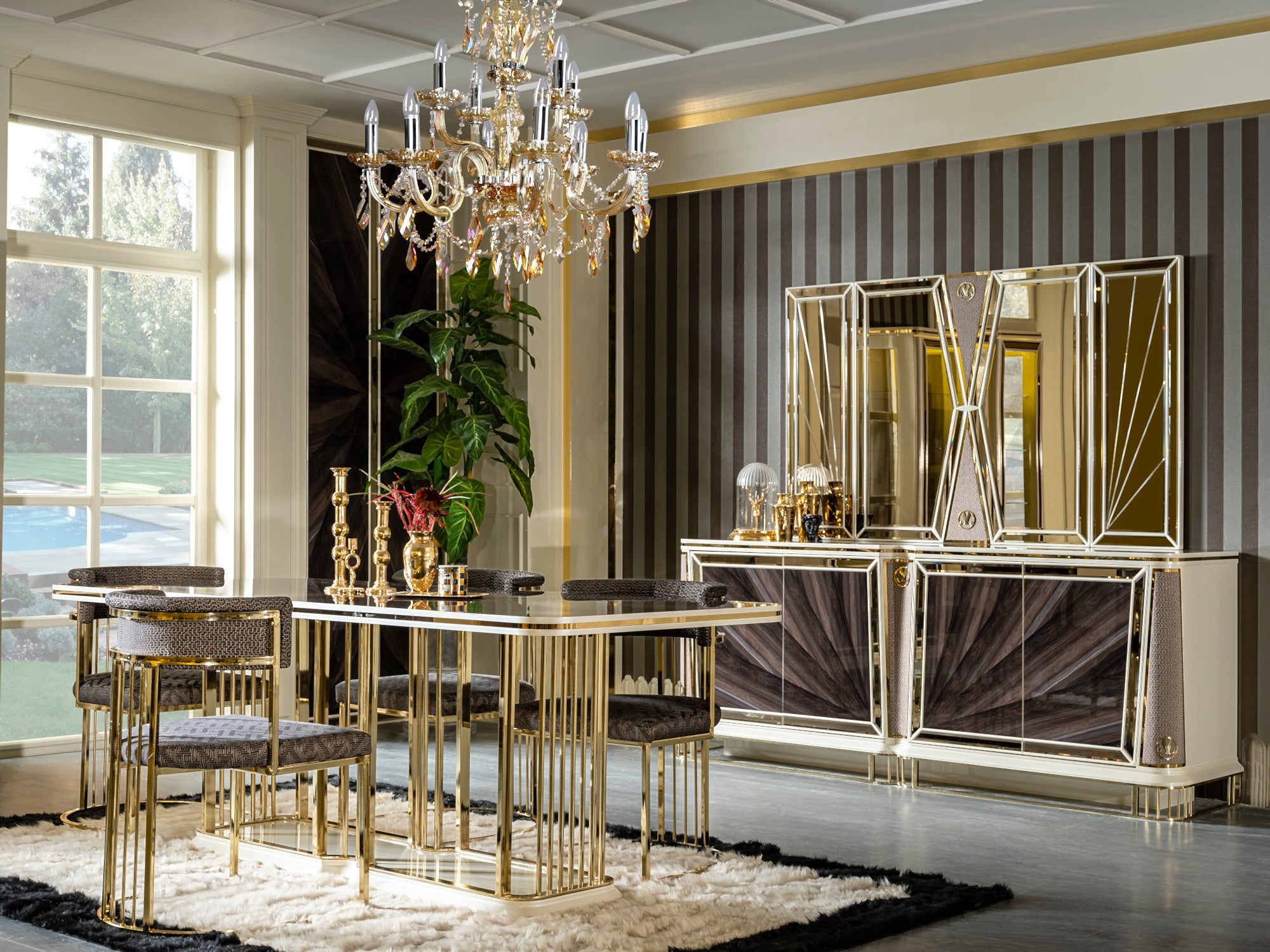 Bugatti Diningroom Set (Table & 6 Chair & Console With Mirror)