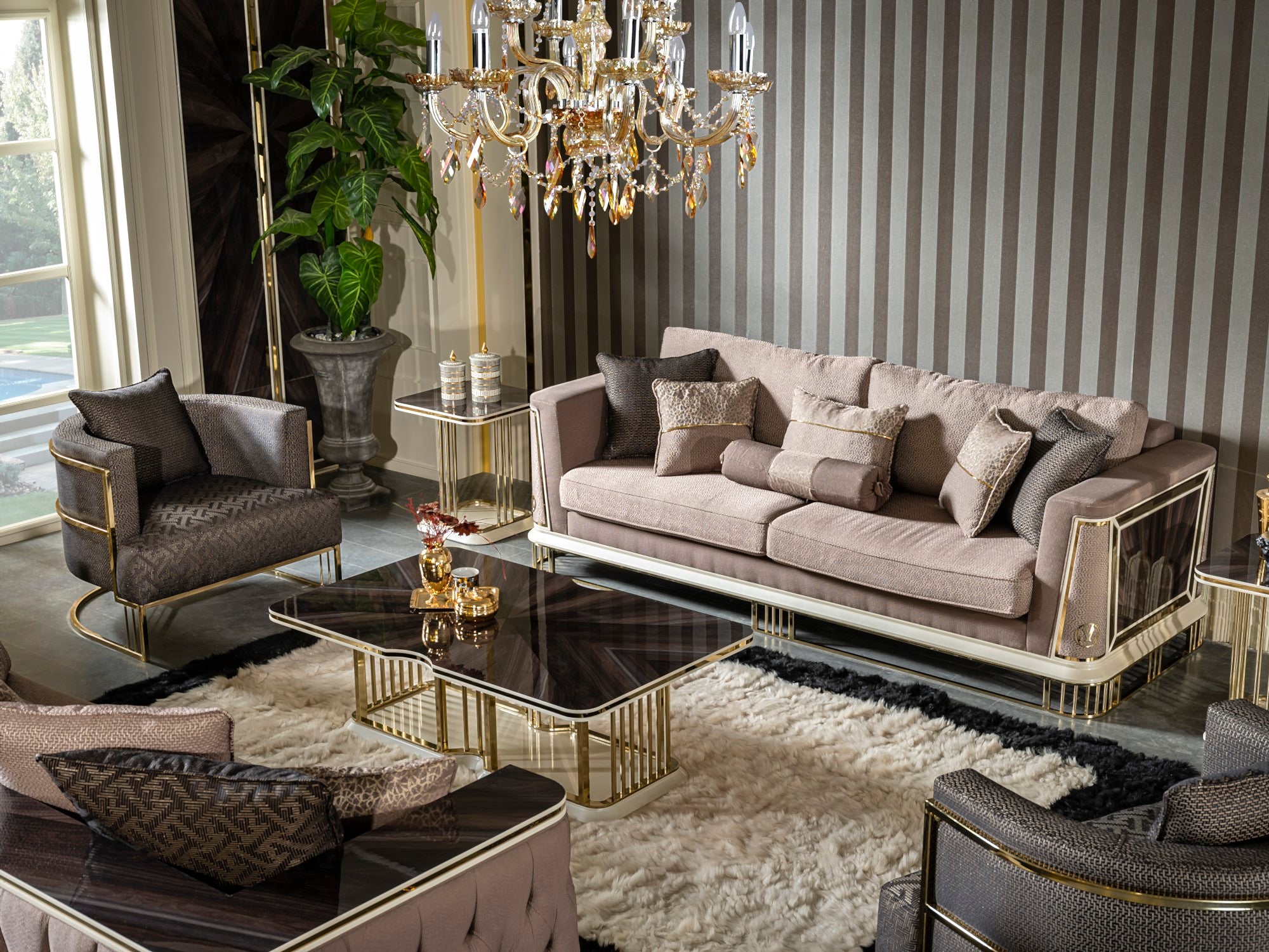 Bugatti Stationary Livingroom Set (1 Chester Sofa & 1 Sofa & 2 Chair)