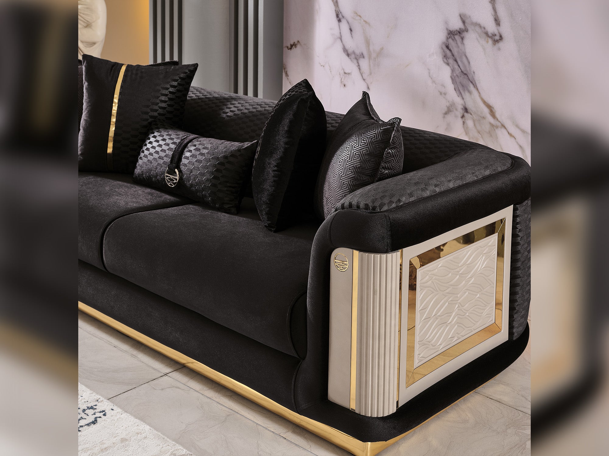 Elegance Stationary Loveseat Black
