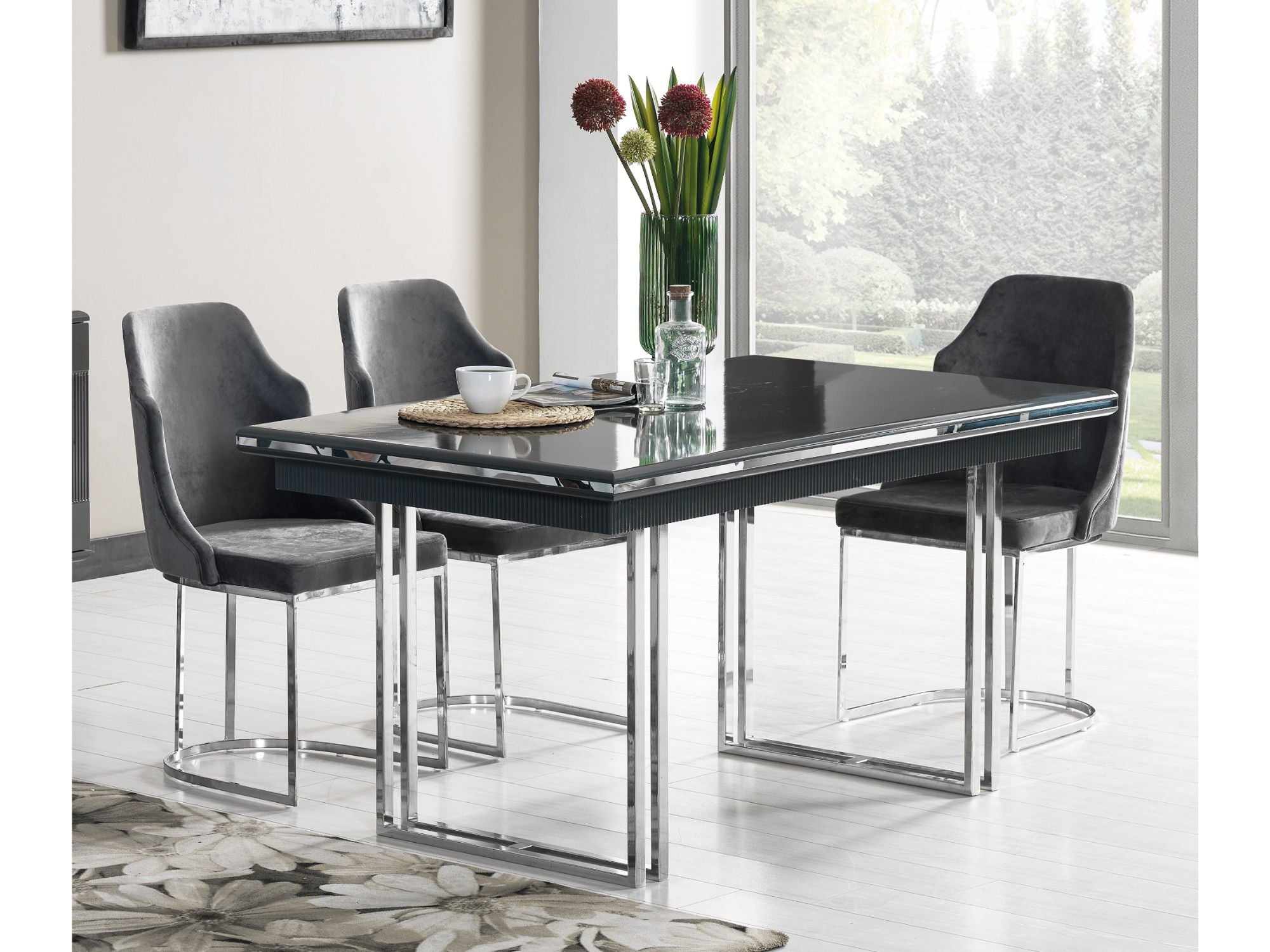 Elips Diningroom (Consol With Mirror & Dining Table & 6 Dining Chair) Anthracite