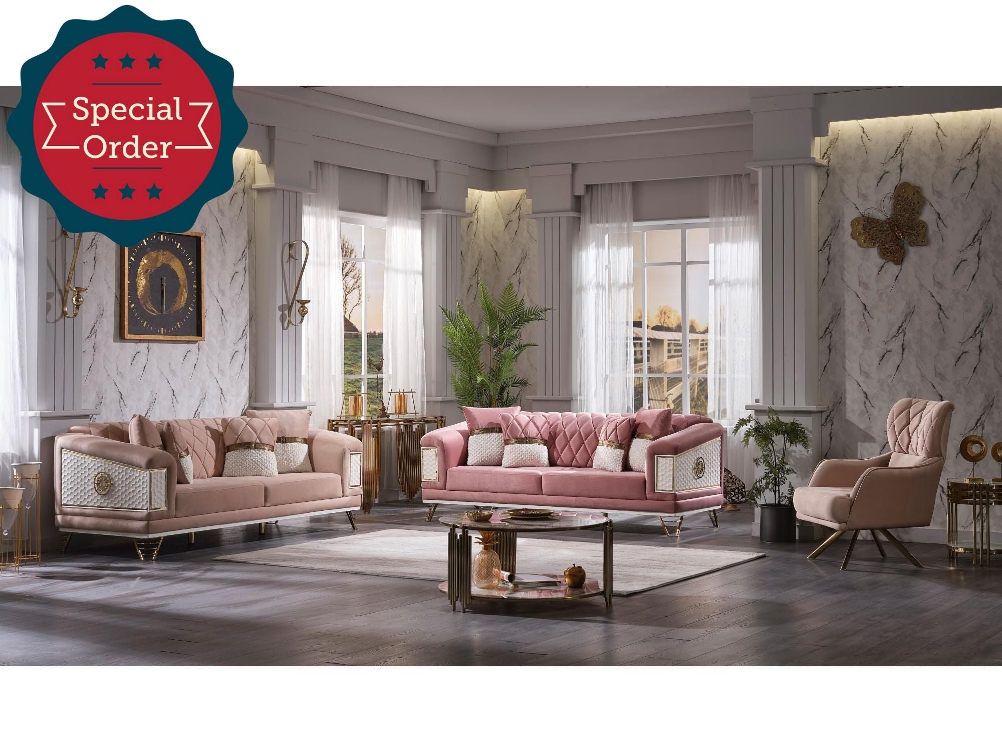 Glory Stationary Livingroom Set (2 Sofa & 2 Chair)