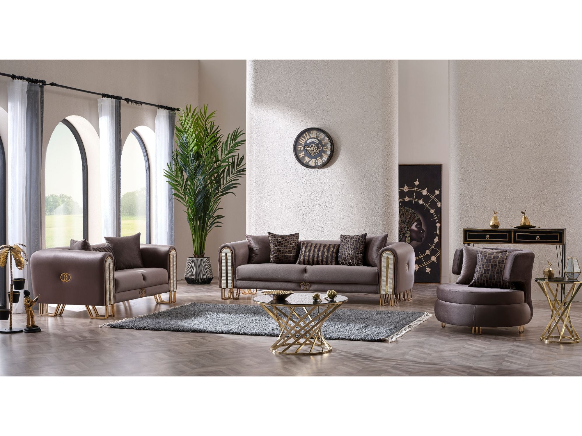 Kapadokya Stationary Livingroom Set (2 Sofa & 2 Chair) Brown