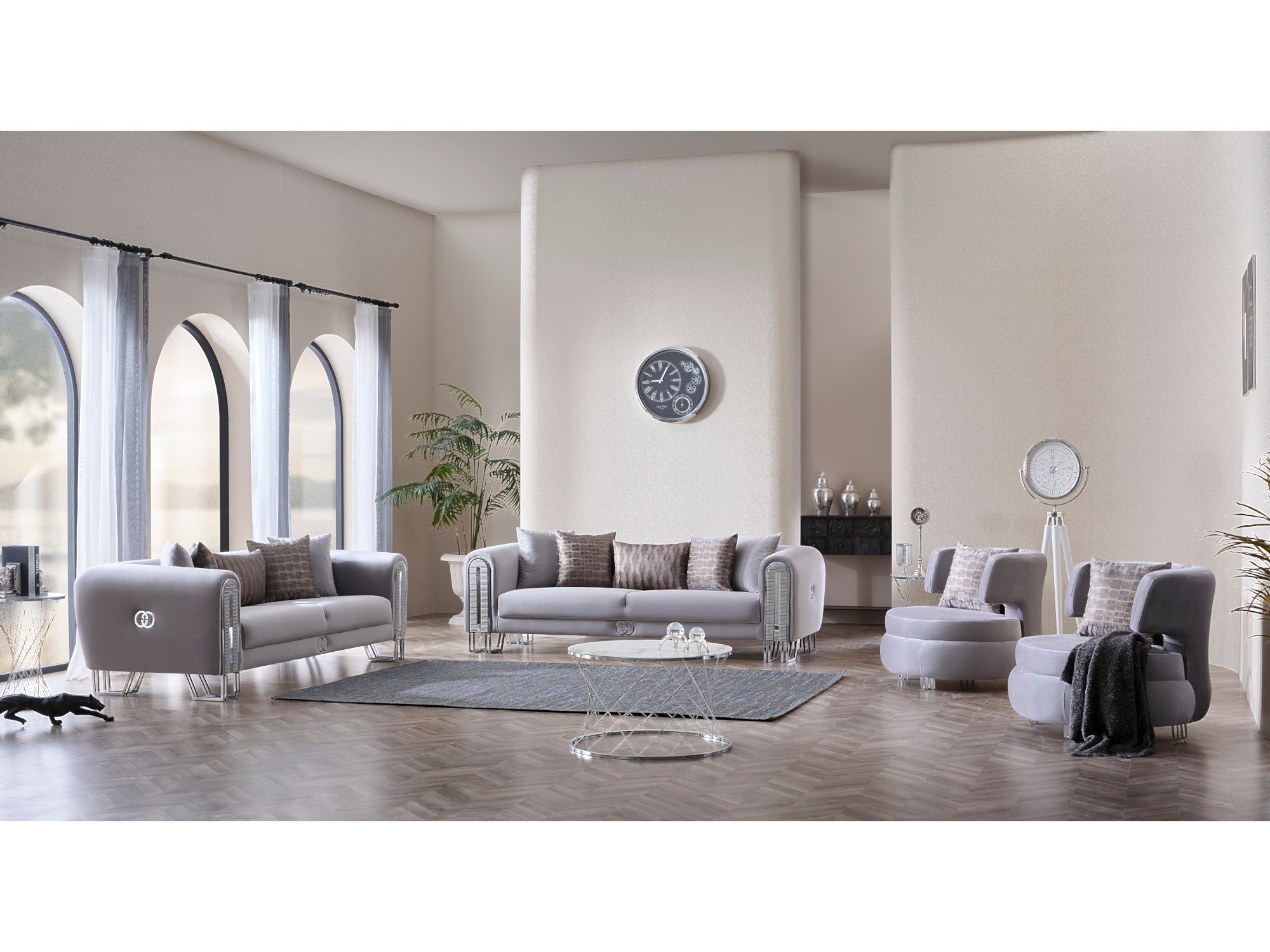Kapadokya Stationary Livingroom Set (2 Sofa & 2 Chair) Grey